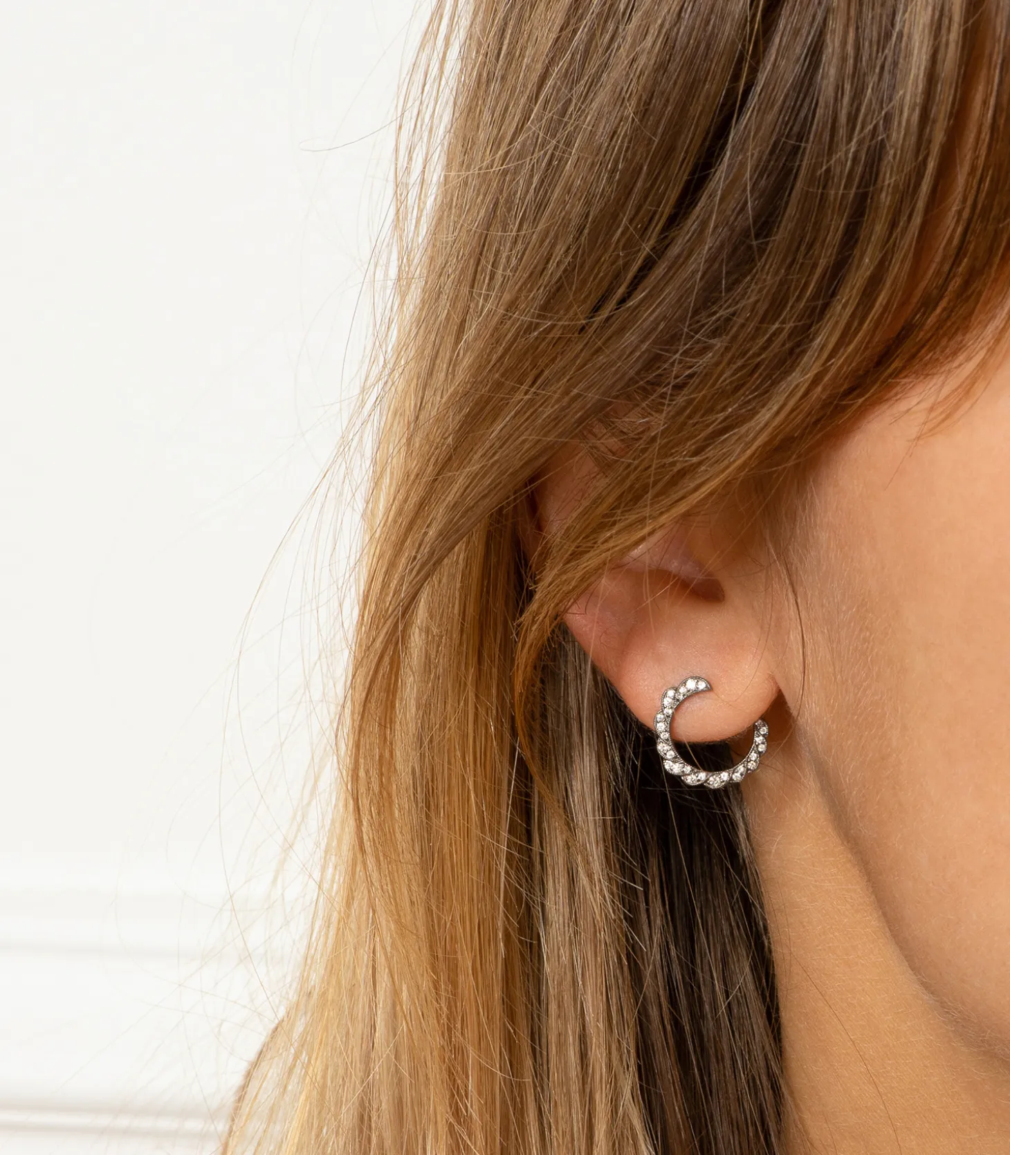 Ama boucle d'oreille gauche or noir et diamants-Stone Paris Discount