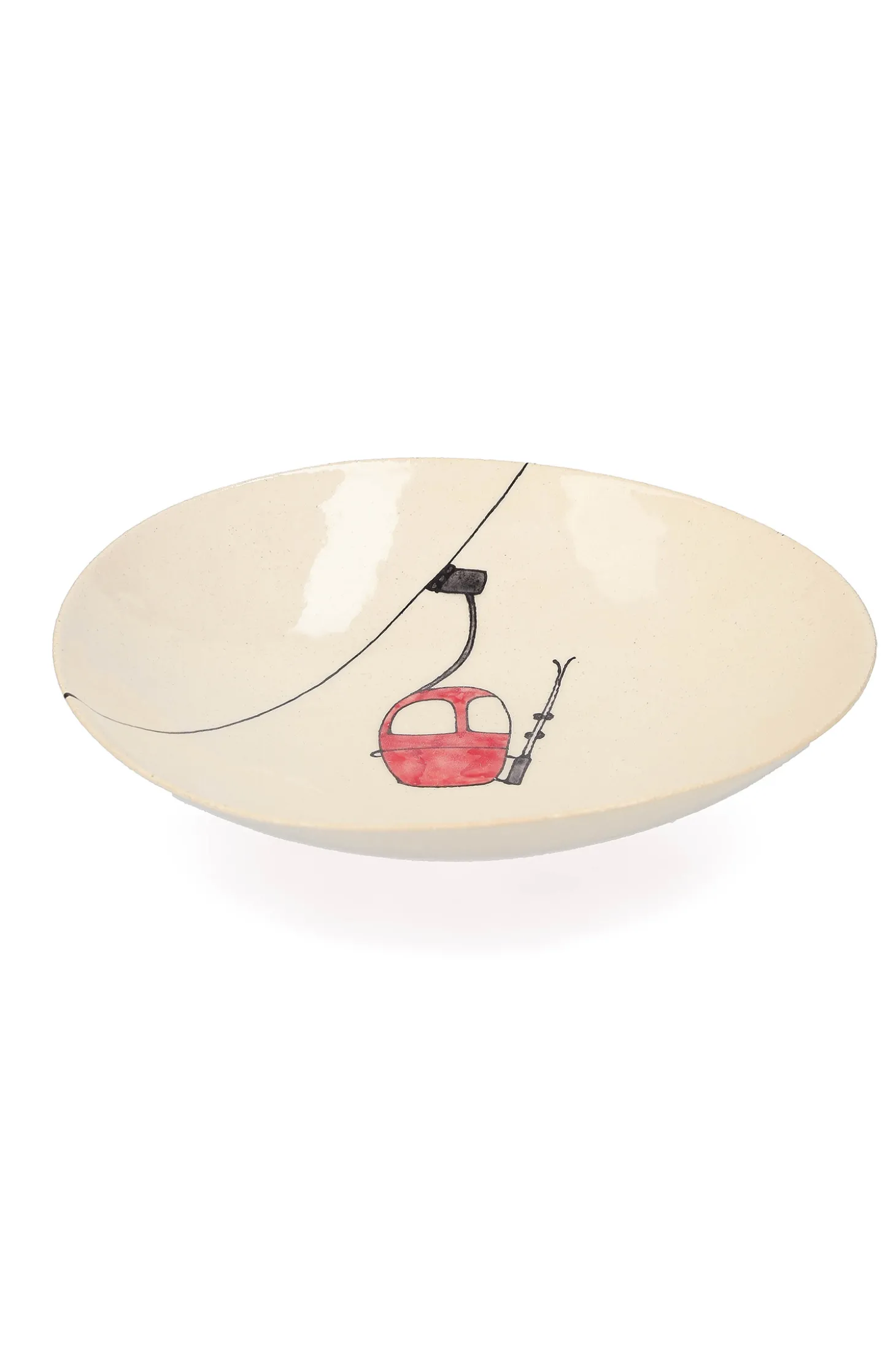Assiette creuse en céramique "Télécabine rouge"-Three Seven Store