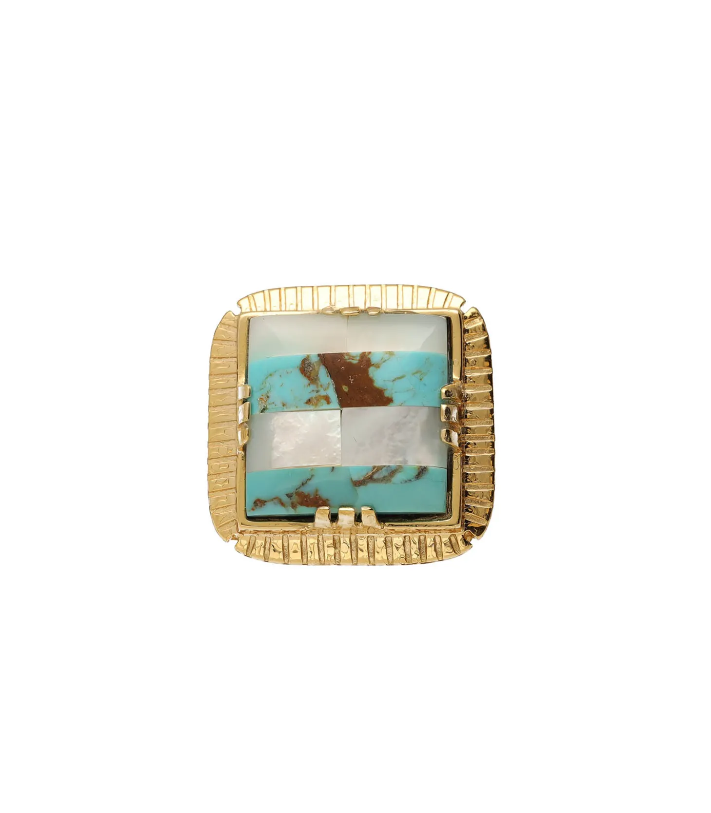 Bague Arty Chevalière Dorée/Turquoise/Nacre-Gas Bijoux Best Sale