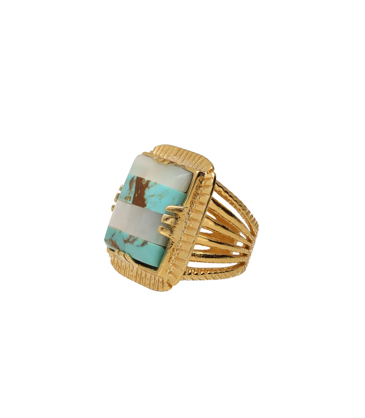 Bague Arty Chevalière Dorée/Turquoise/Nacre-Gas Bijoux Best Sale