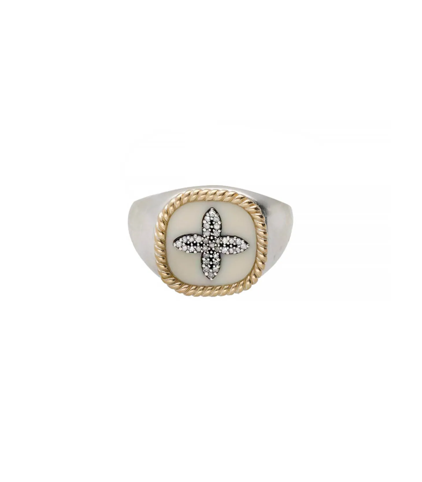 Bague Chevalière Bowie Blanc Diamants-Pascale Monvoisin Sale