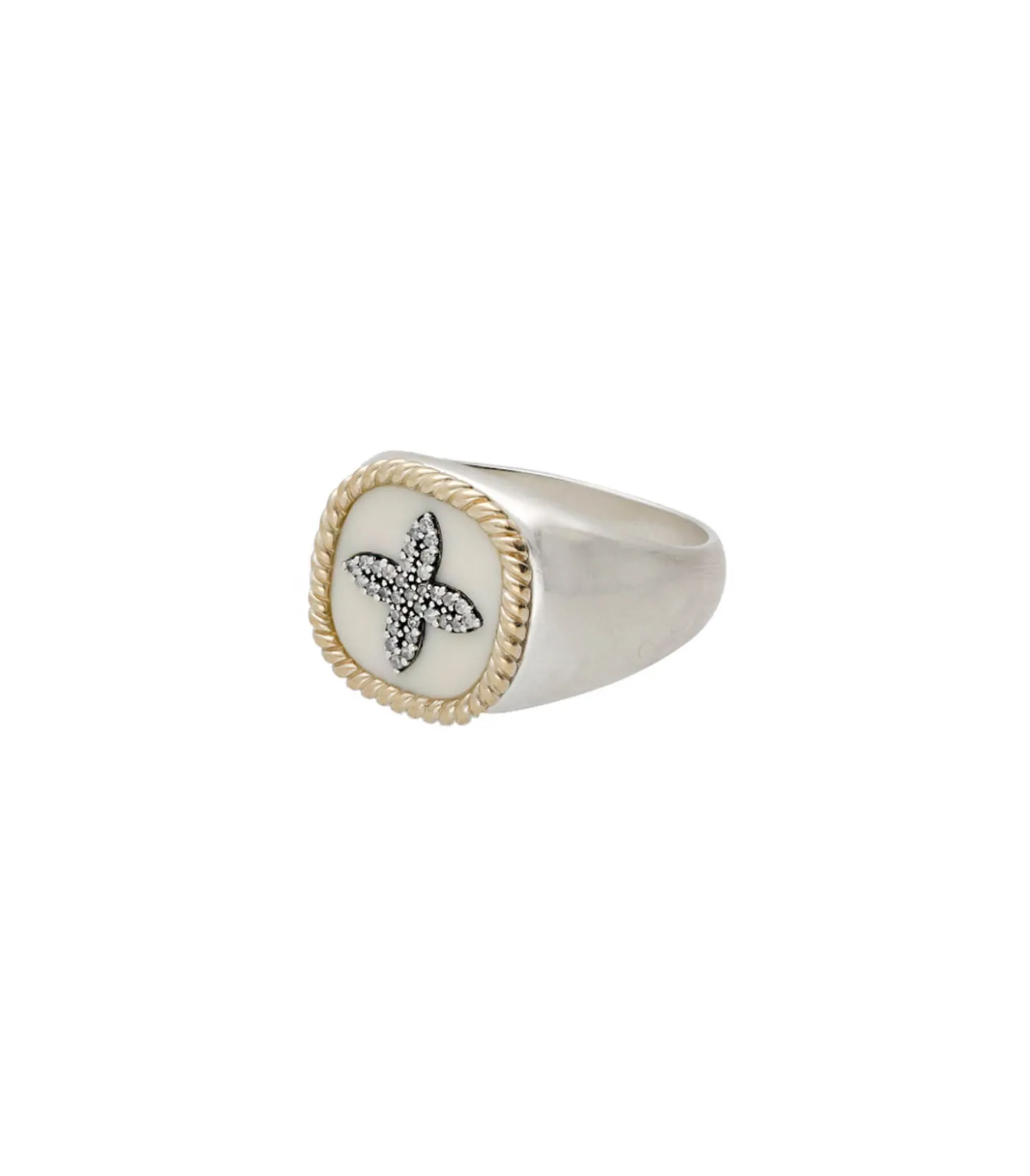 Bague Chevalière Bowie Blanc Diamants-Pascale Monvoisin Sale
