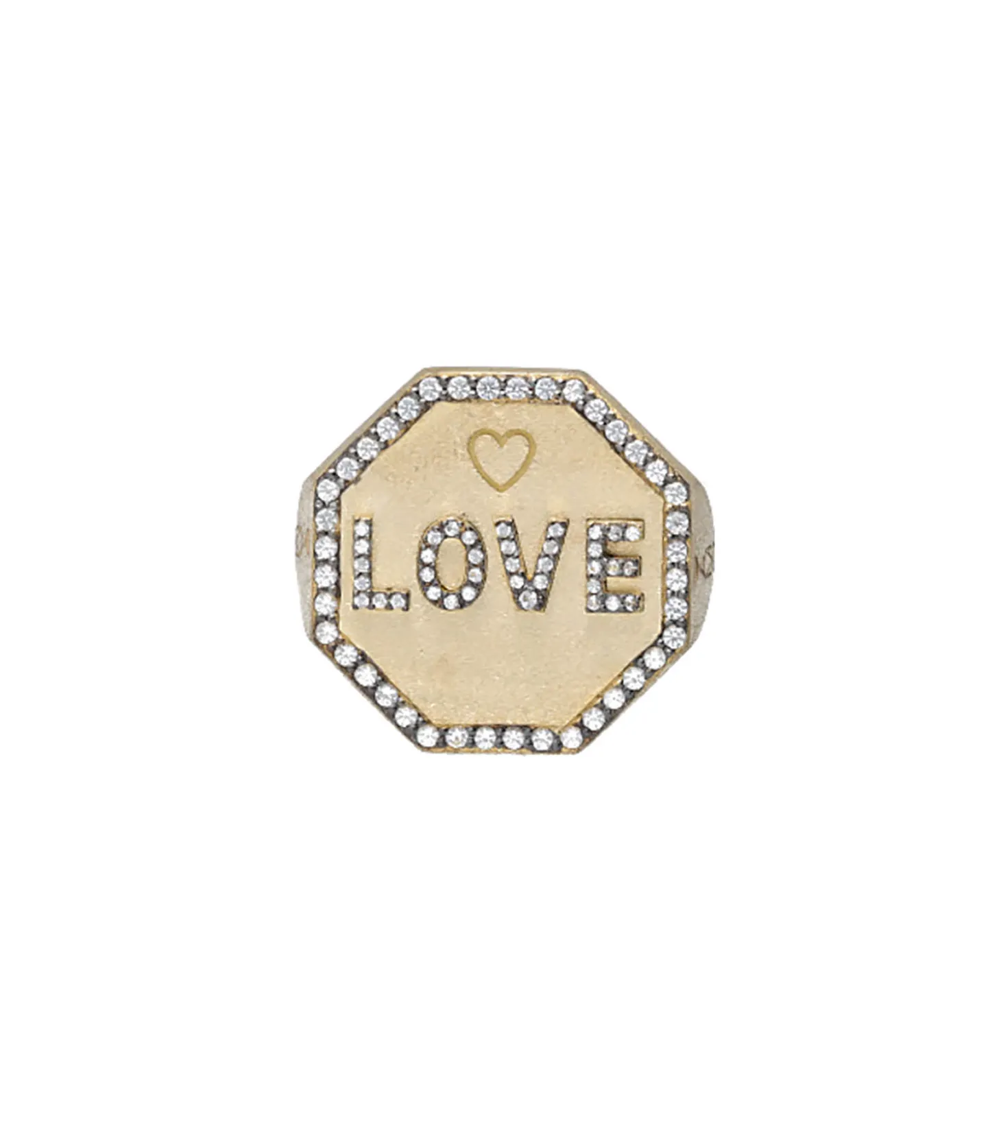 Bague chevalière Love Or jaune Saphirs blancs-Feidt Paris Sale