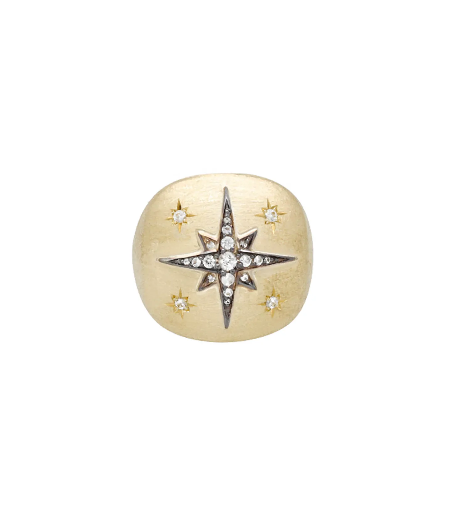 Bague chevalière Étoile Or jaune Saphirs blancs-Feidt Paris Outlet