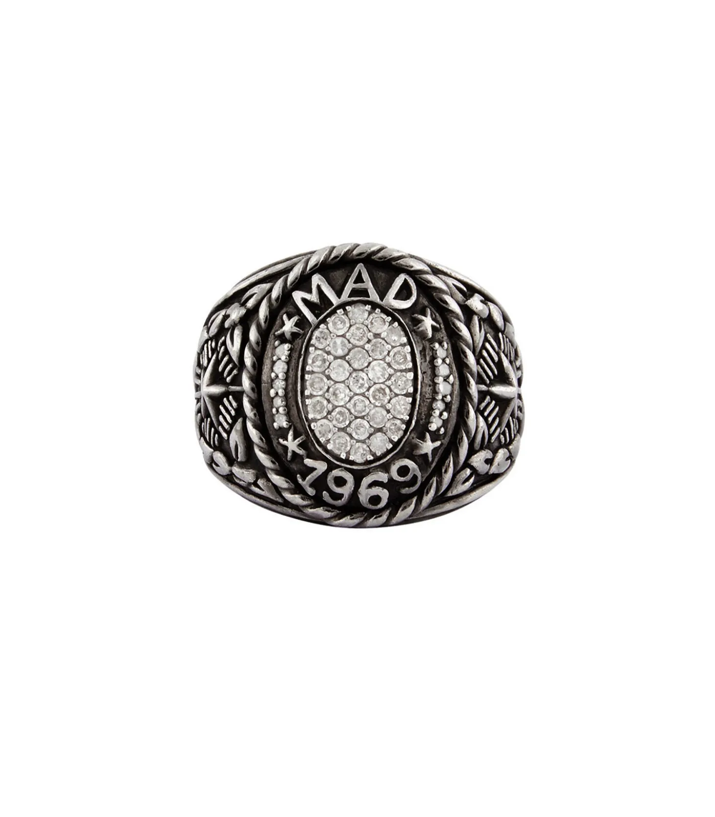 Bague Mad 1969 Argent et Diamants-De Jaegher New