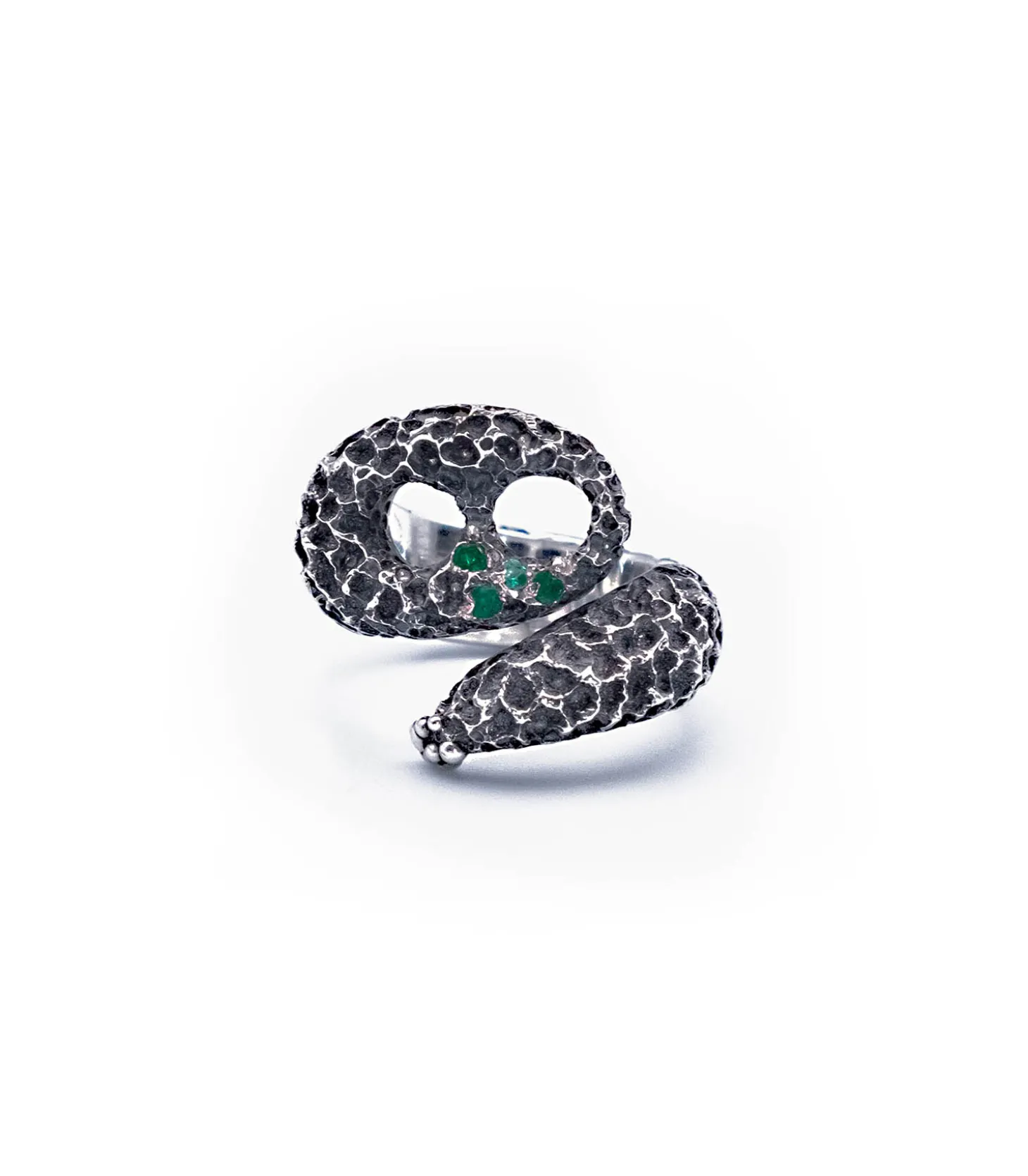 Bague Serpente a Sonagli Émeraude Argent-Ylang Ravel Store