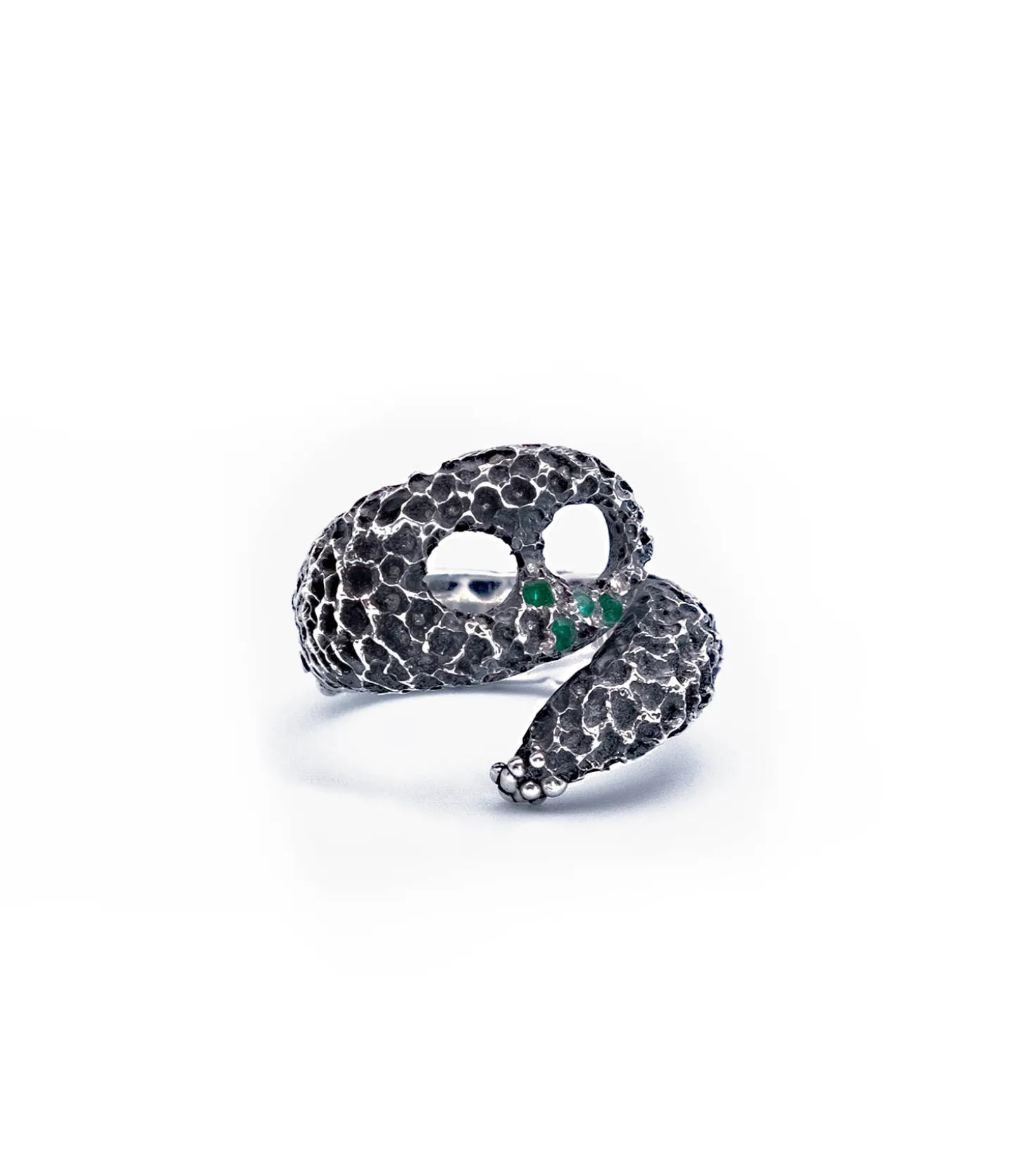 Bague Serpente a Sonagli Émeraude Argent-Ylang Ravel Store