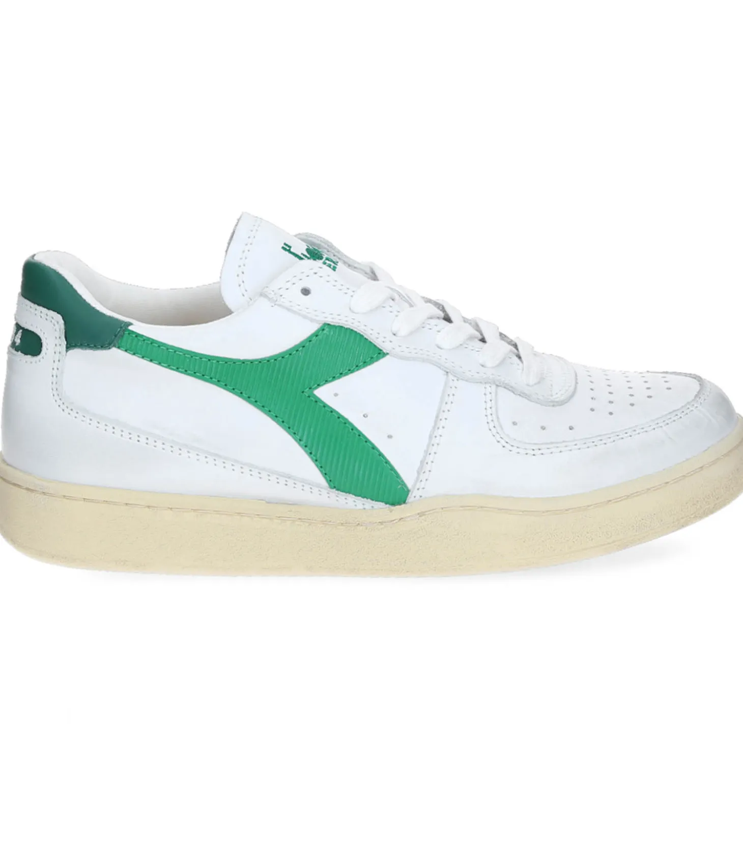 Baskets homme Mi Low Used Bianco/Verde Verdeggiante-Diadora Clearance