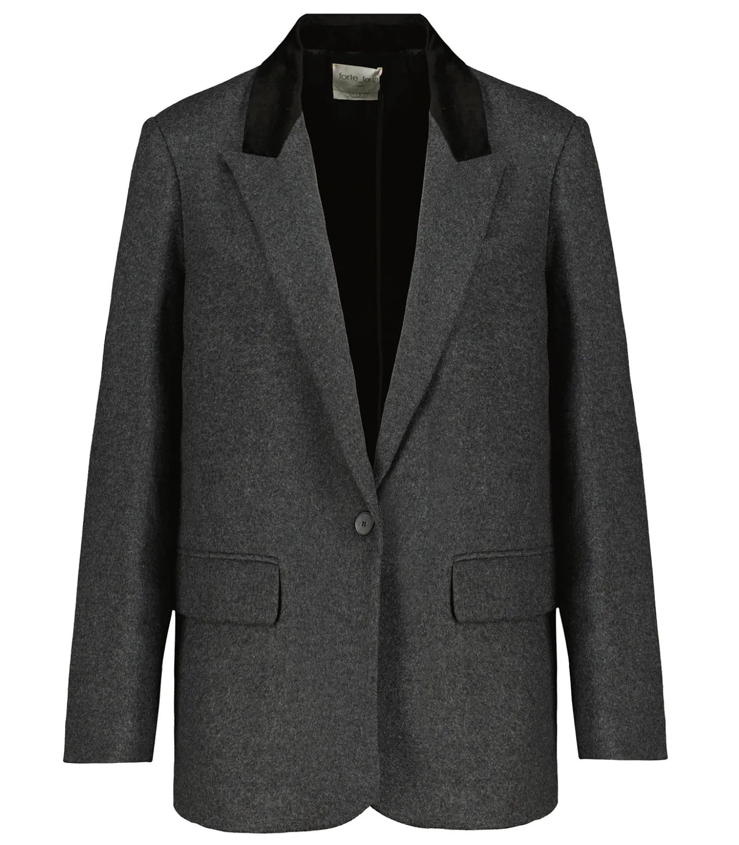 Blazer en Laine Cloth Velvet Rever Antracite-Forte Forte Best Sale