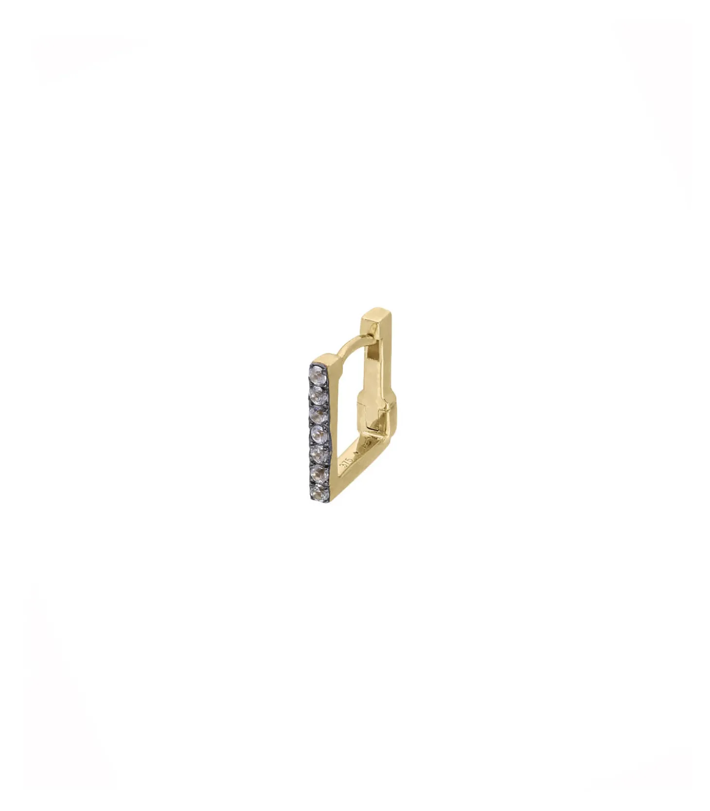 Boucle d'oreille carré medium saphirs blancs-Feidt Paris Cheap
