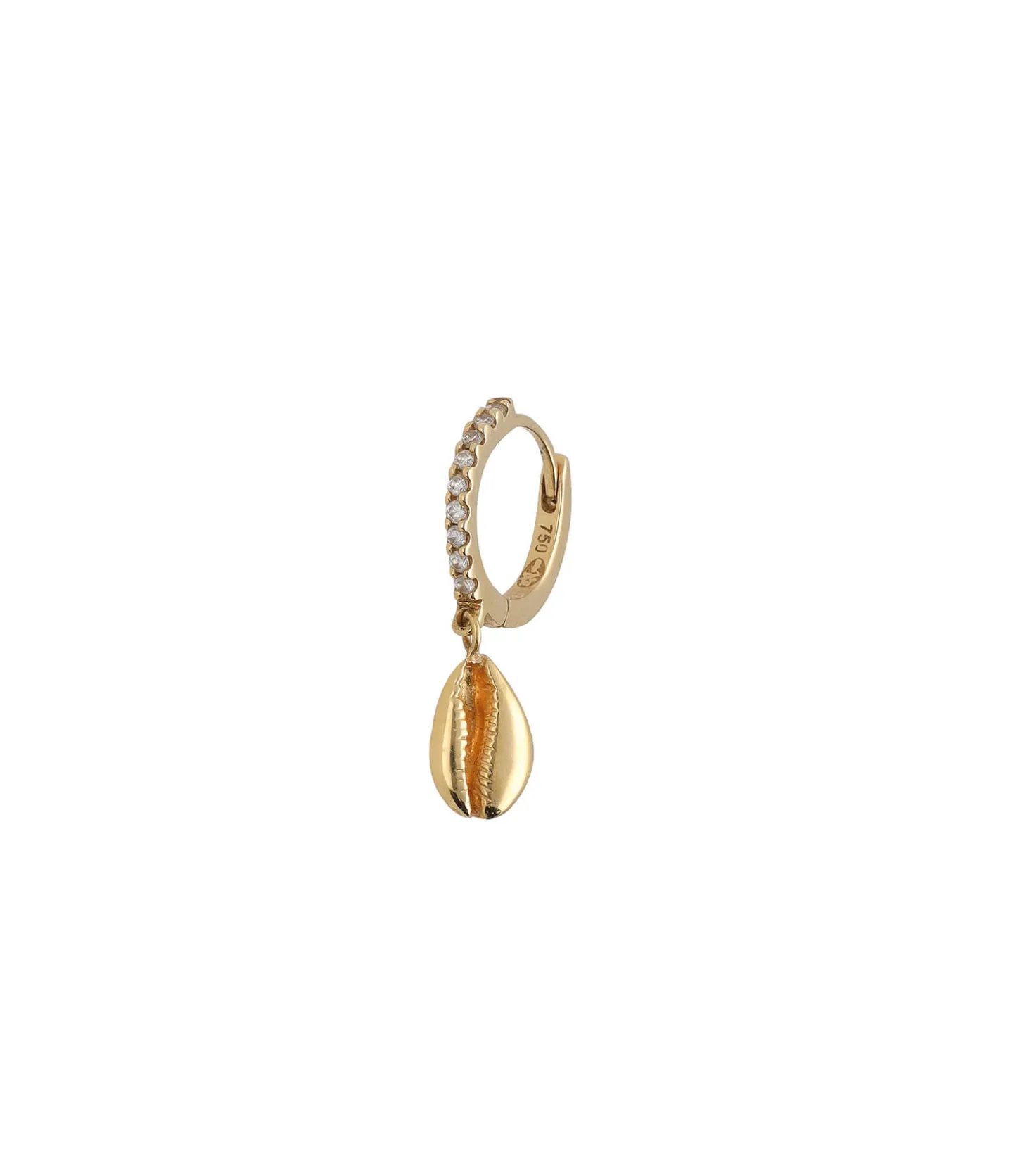 Boucle d'oreille Cauri demi pavée Diamant en Or-And... Paris Cheap
