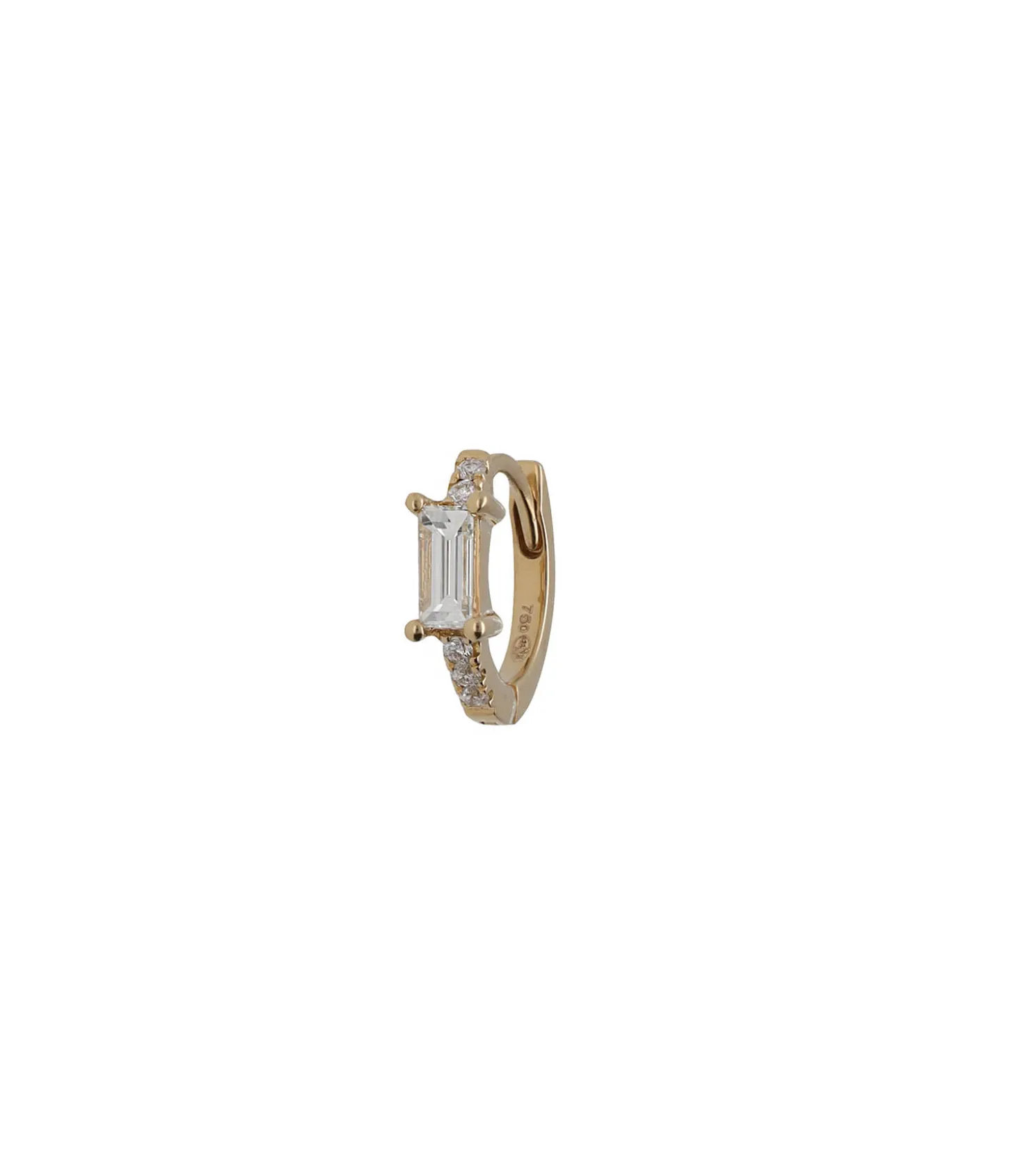 Boucle d'oreille Créole en Or demi pavée diamants-And... Paris Flash Sale