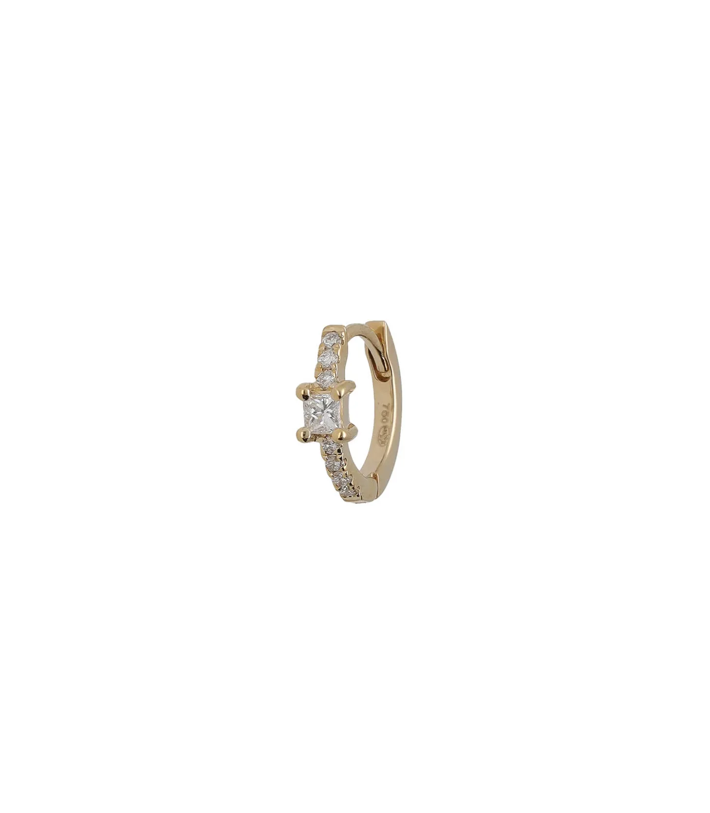 Boucle d'oreille Créole en Or demi pavée diamants princesse-And... Paris Best