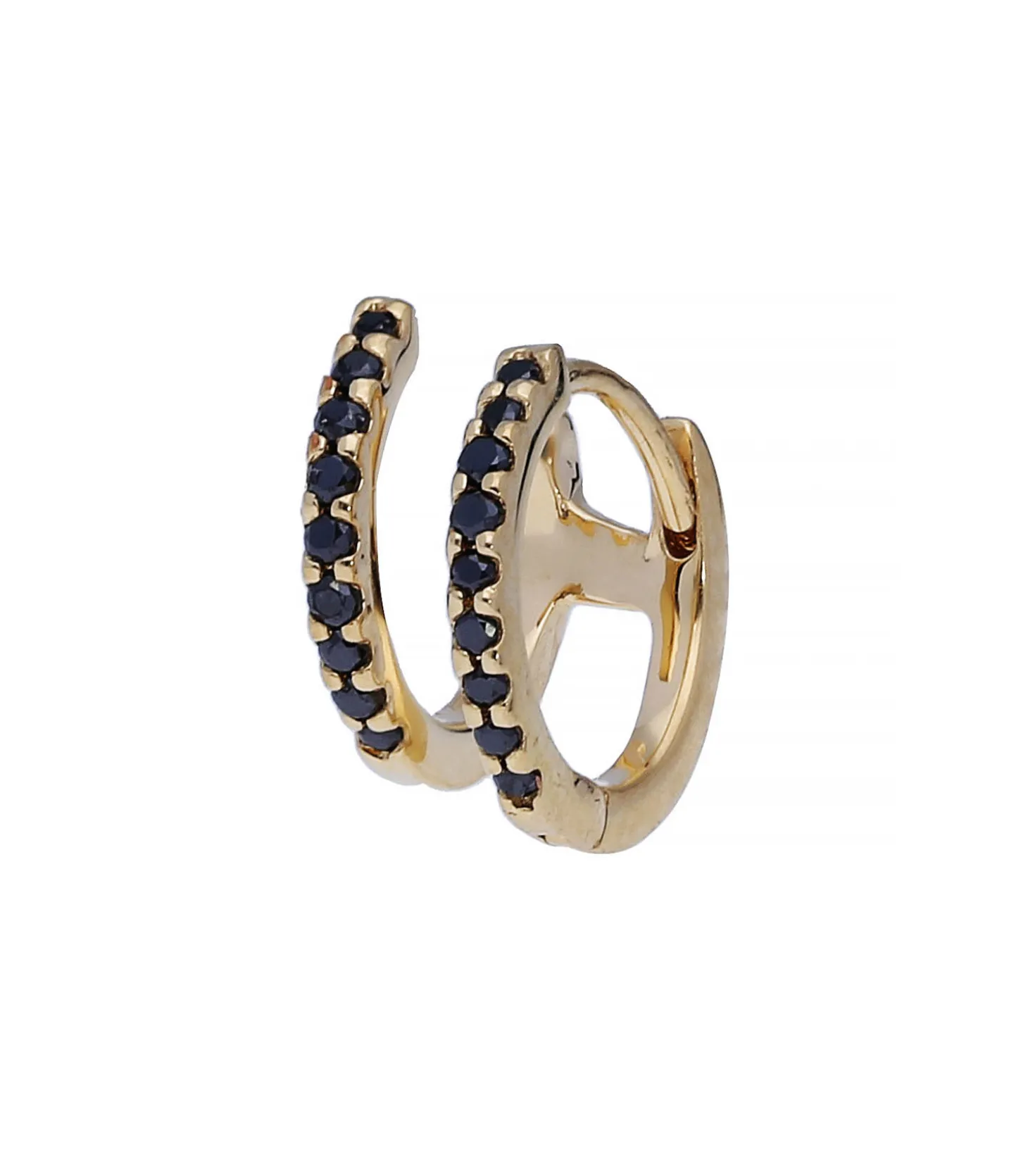 Boucle d'oreille double créole diamants noirs-And... Paris Outlet