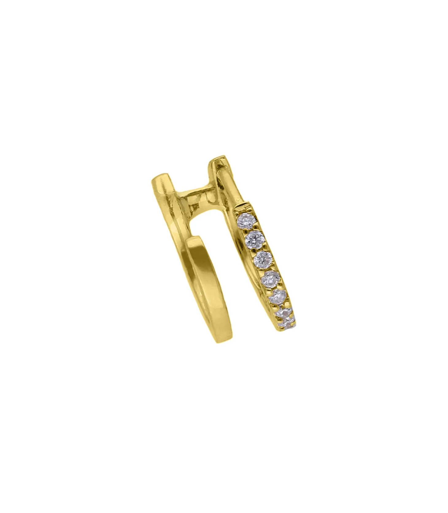 Boucle d'oreille double créole  or et diamants-And... Paris Flash Sale