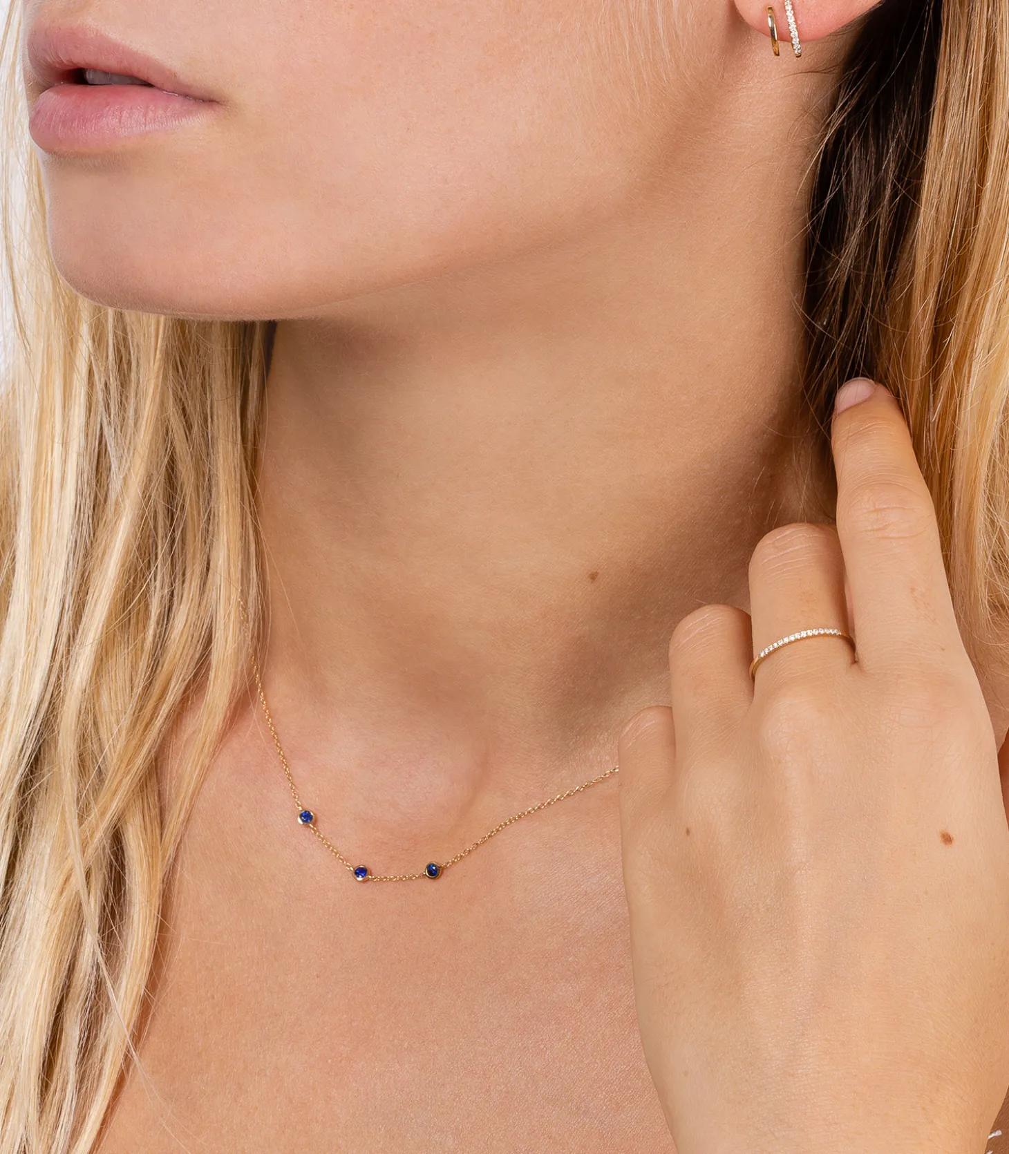 Boucle d'oreille double créole  or et diamants-And... Paris Flash Sale