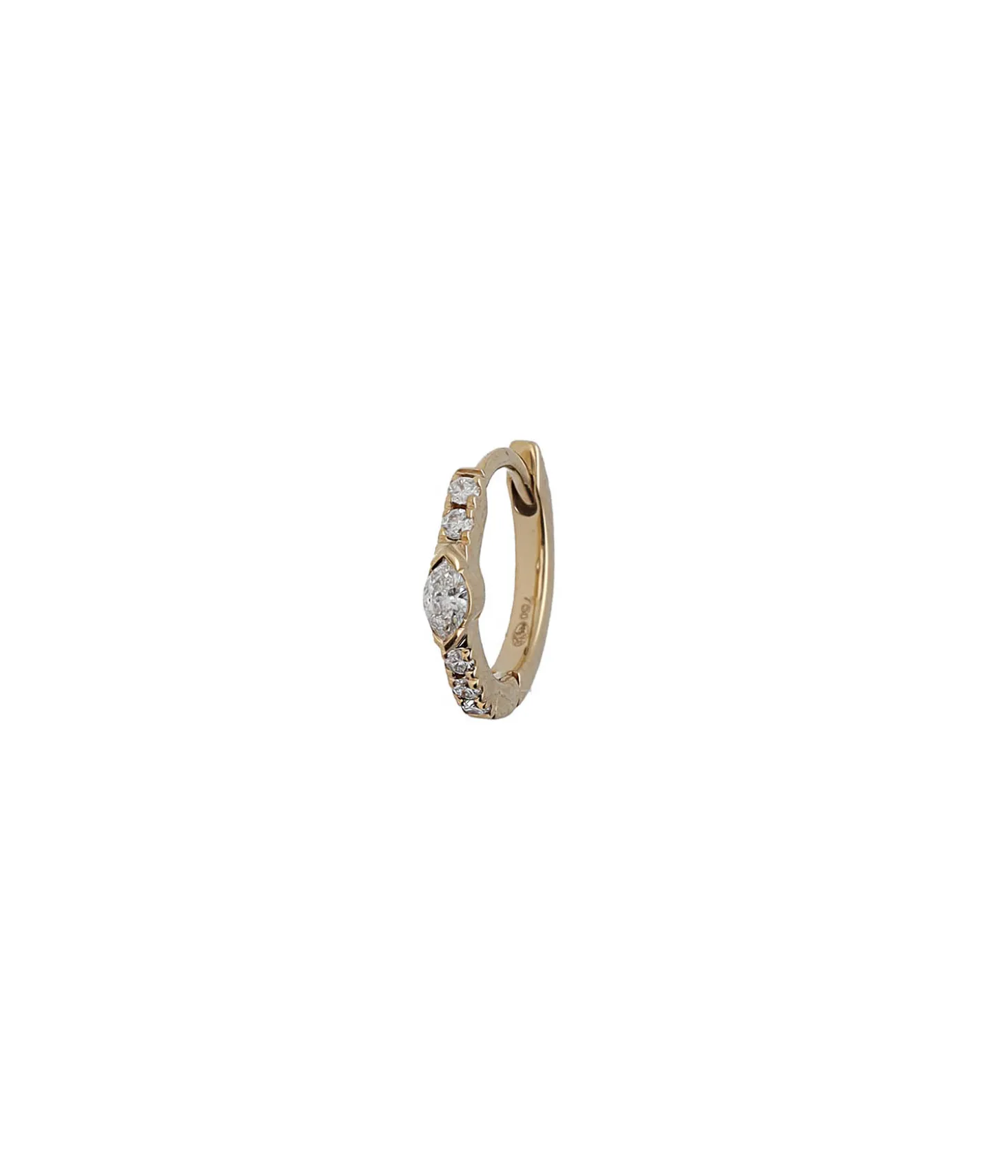 Boucle d'oreille en Or jaune demi pavée et marquise en Diamants-And... Paris Cheap