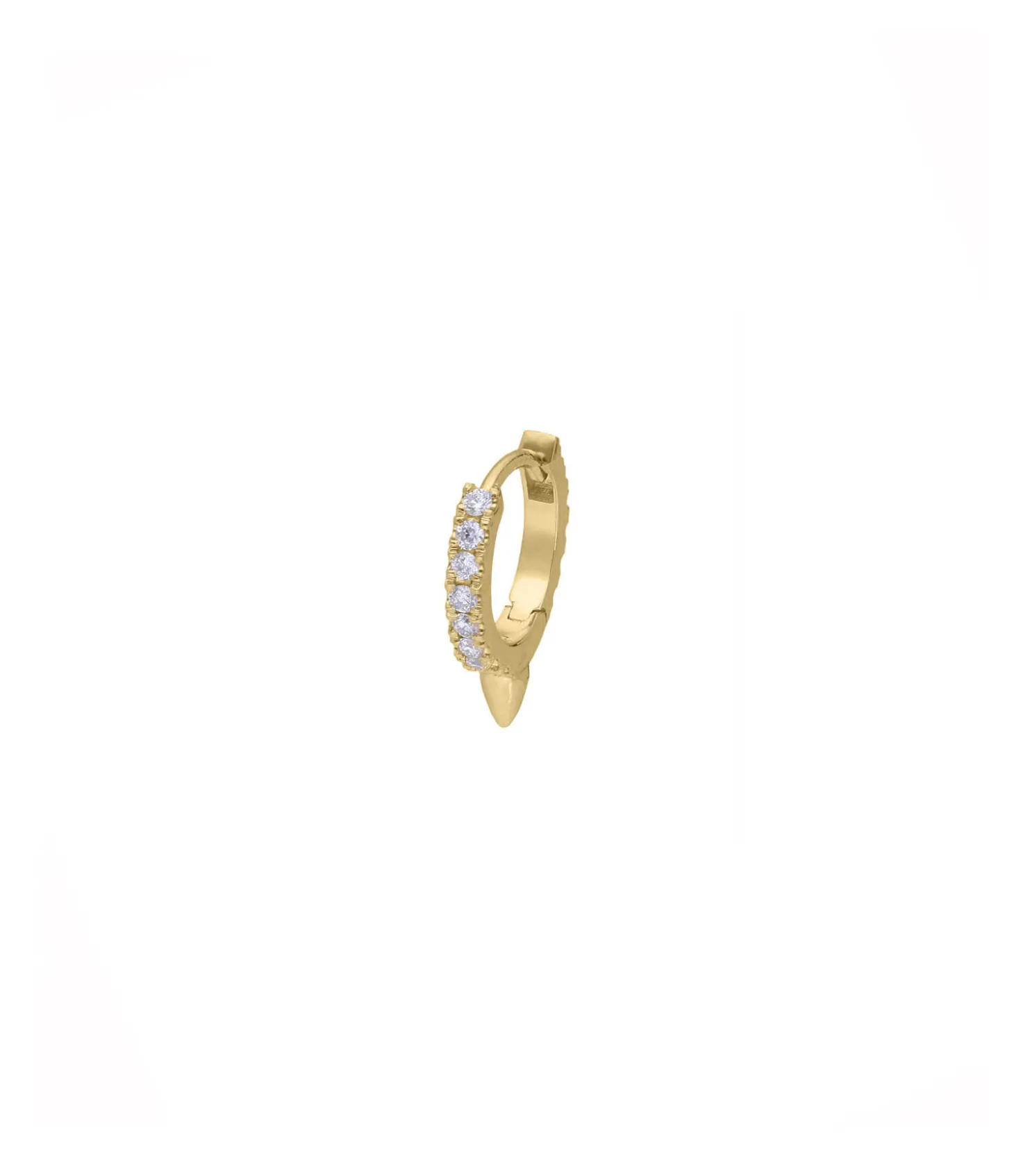 Boucle d'oreille mini créole à pointe or jaune et diamants-Feidt Paris Best Sale