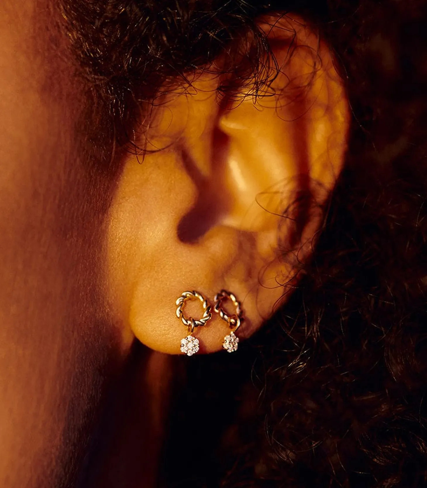 Boucle d'oreille Puce Dunaway Or Rose et Diamants-Stone Paris Clearance