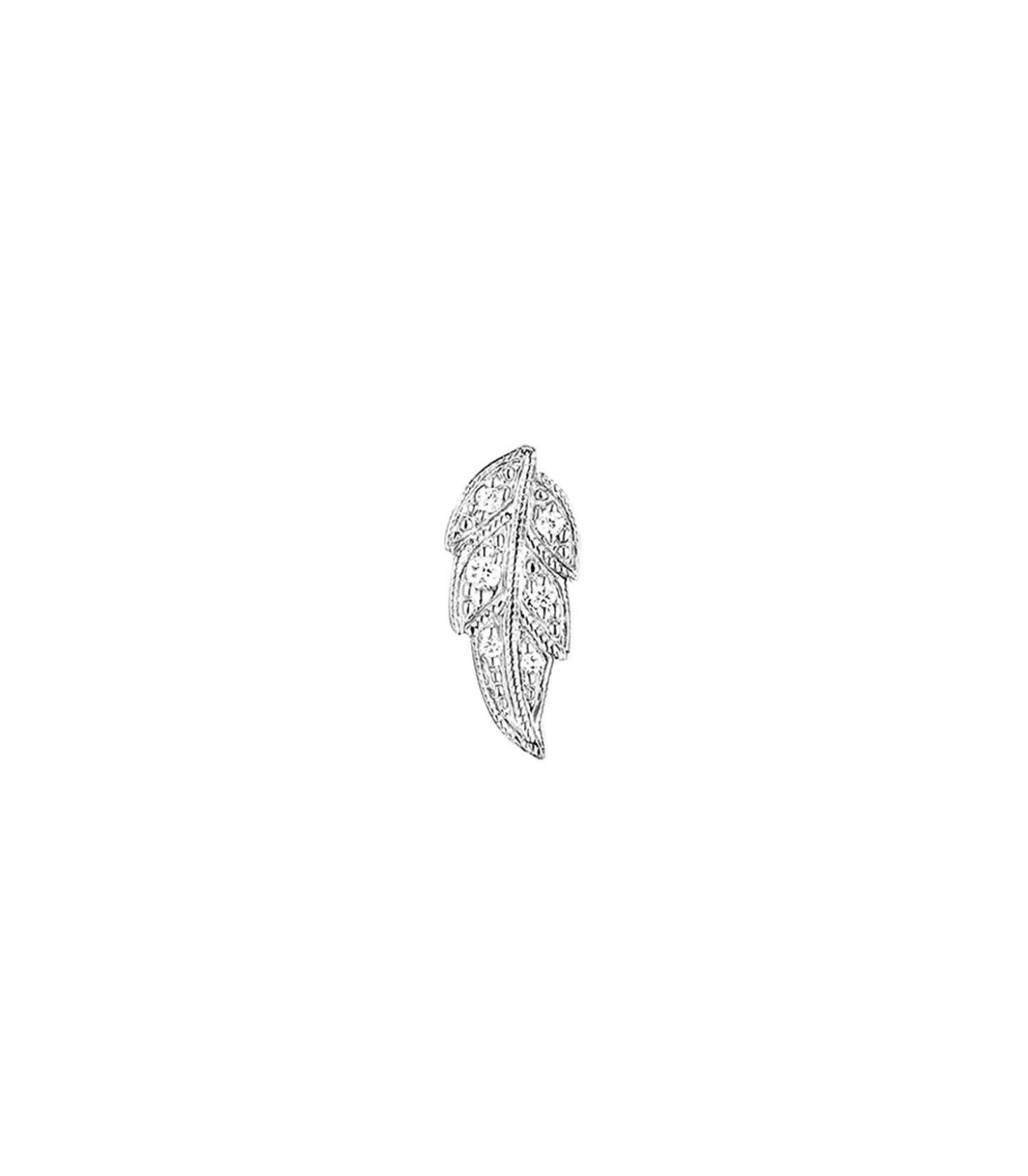 Boucle d'oreille puce Tree of Life or blanc-Stone Paris Online
