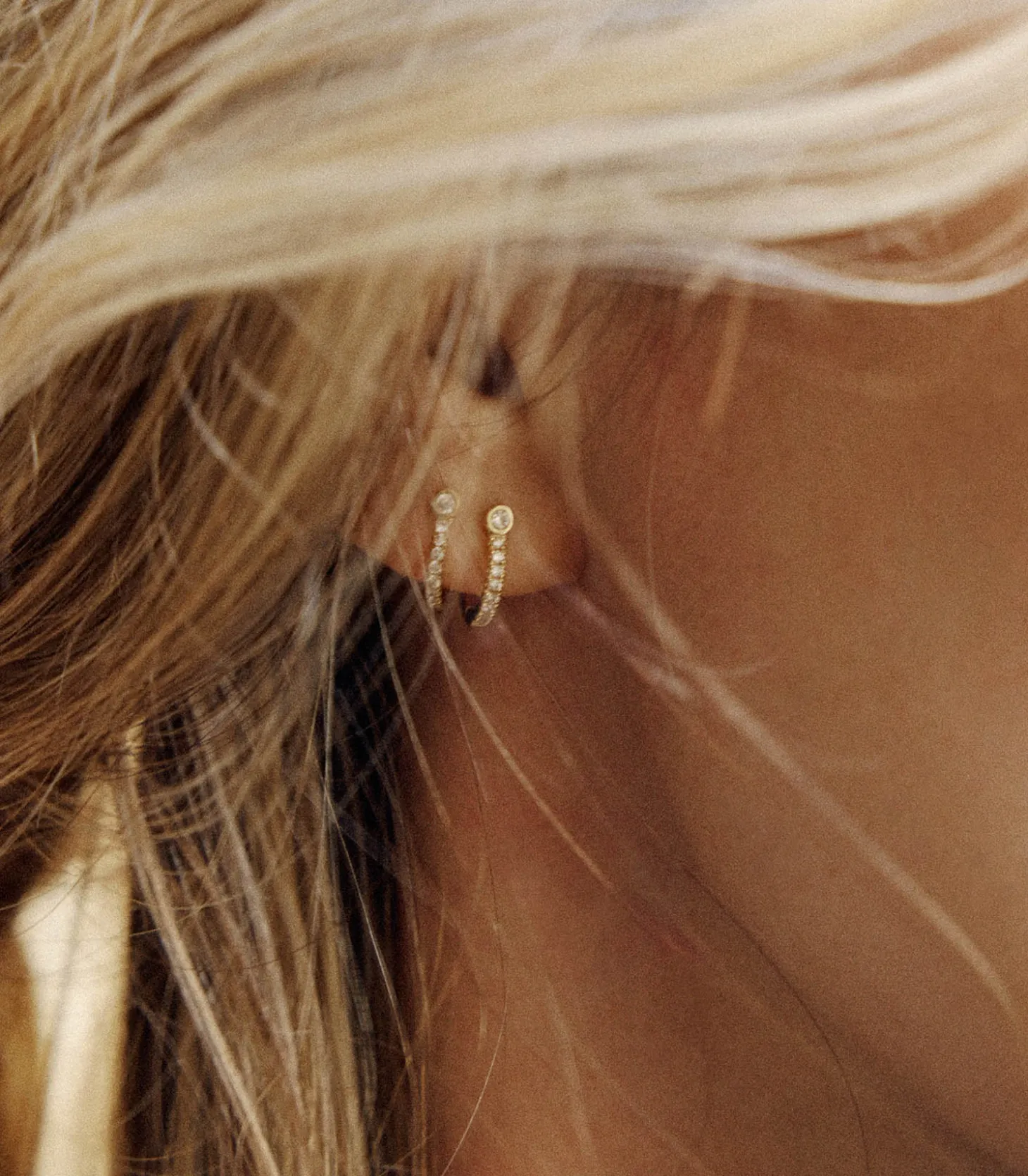 Boucle d'oreille Semi Pavée Or Jaune et Diamants-And... Paris Store