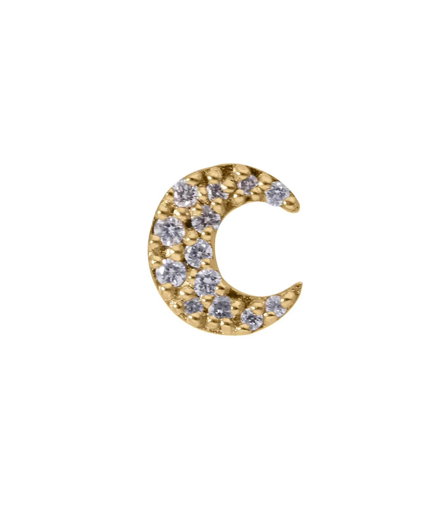 Boucle d'oreille stud lune or jaune et diamants-And... Paris Best