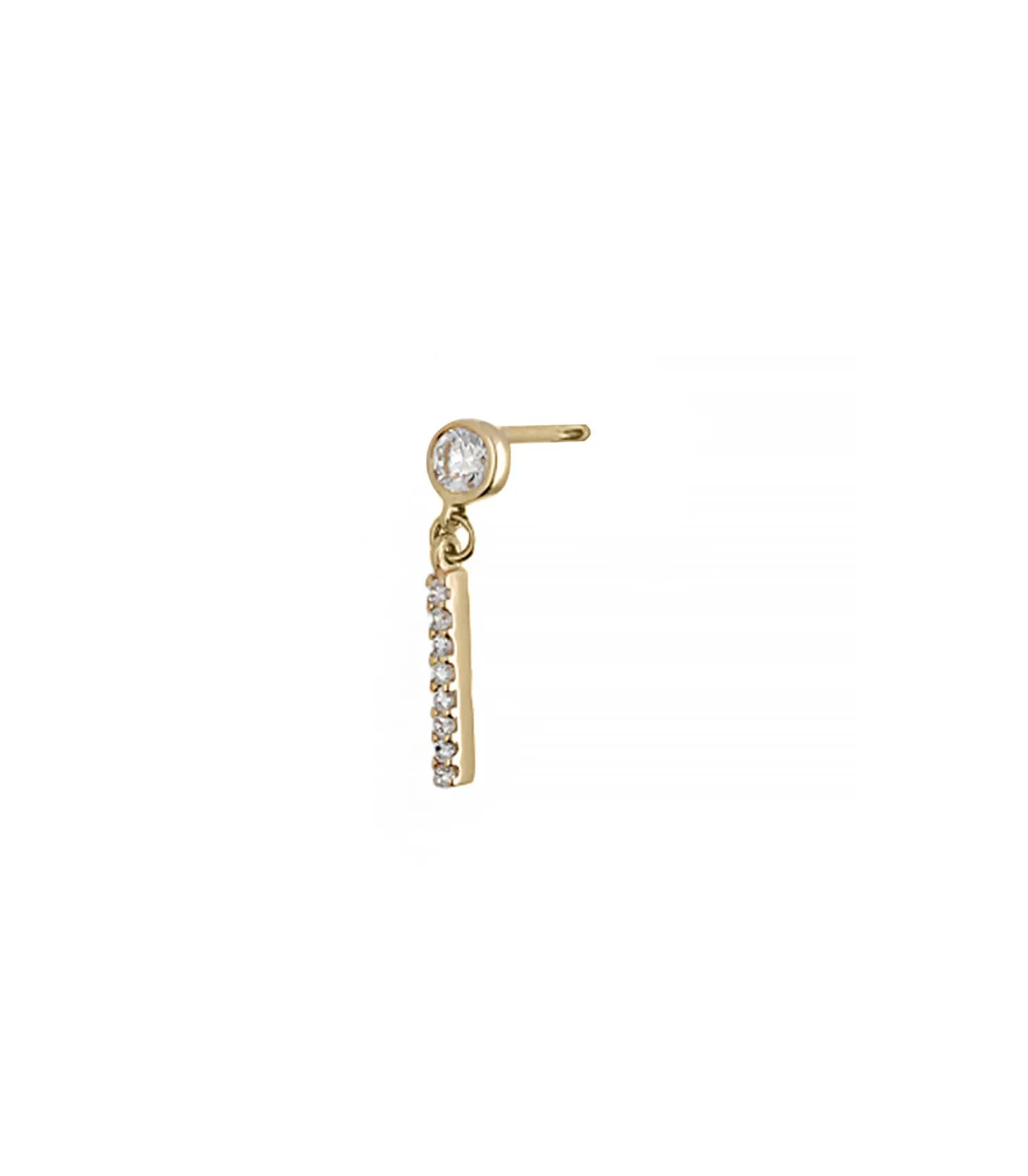 Boucle d'oreilles Barre Or jaune et Diamants-And... Paris New