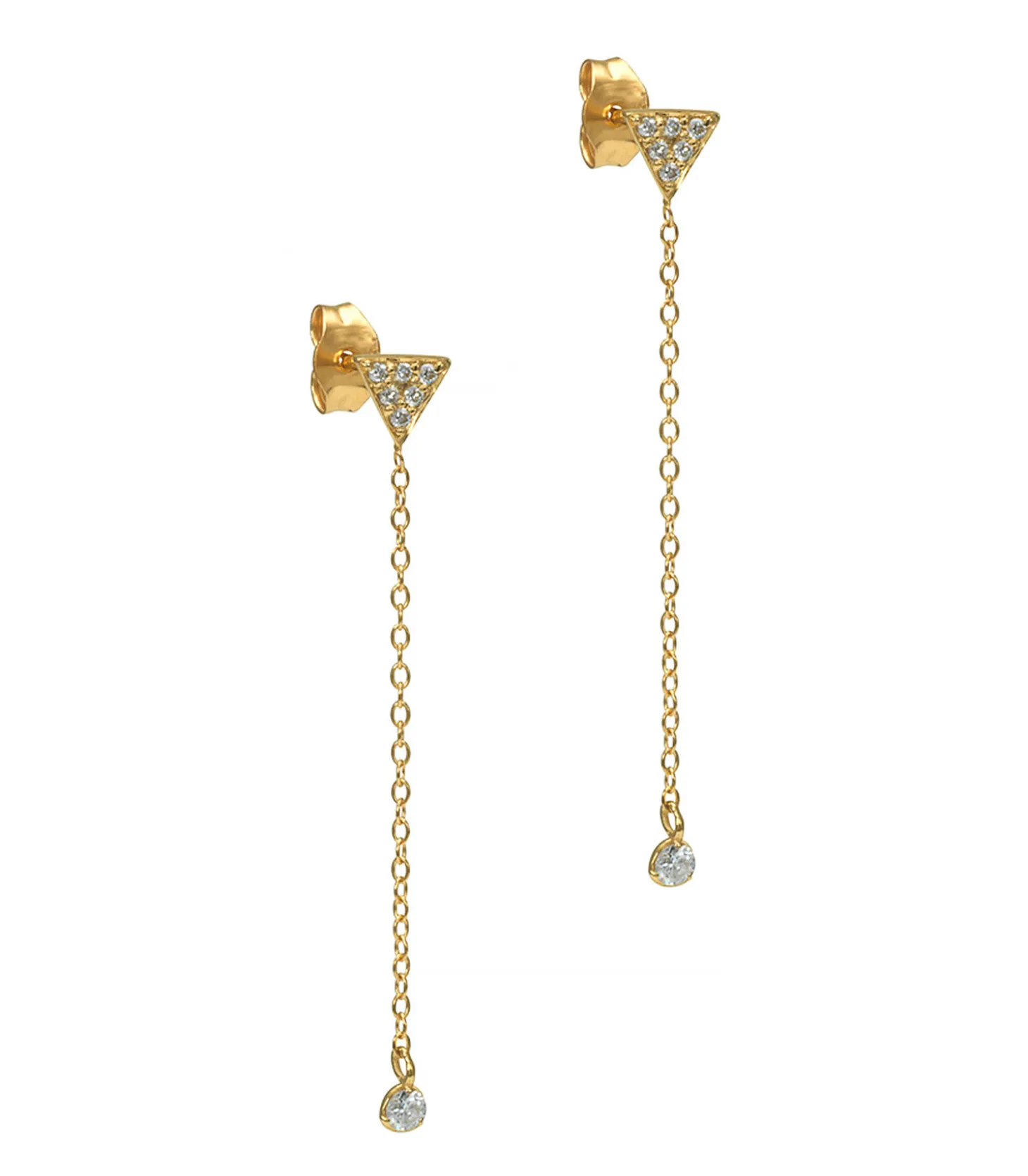 Boucles d'oreilles chaîne triangle diamants-And... Paris Outlet