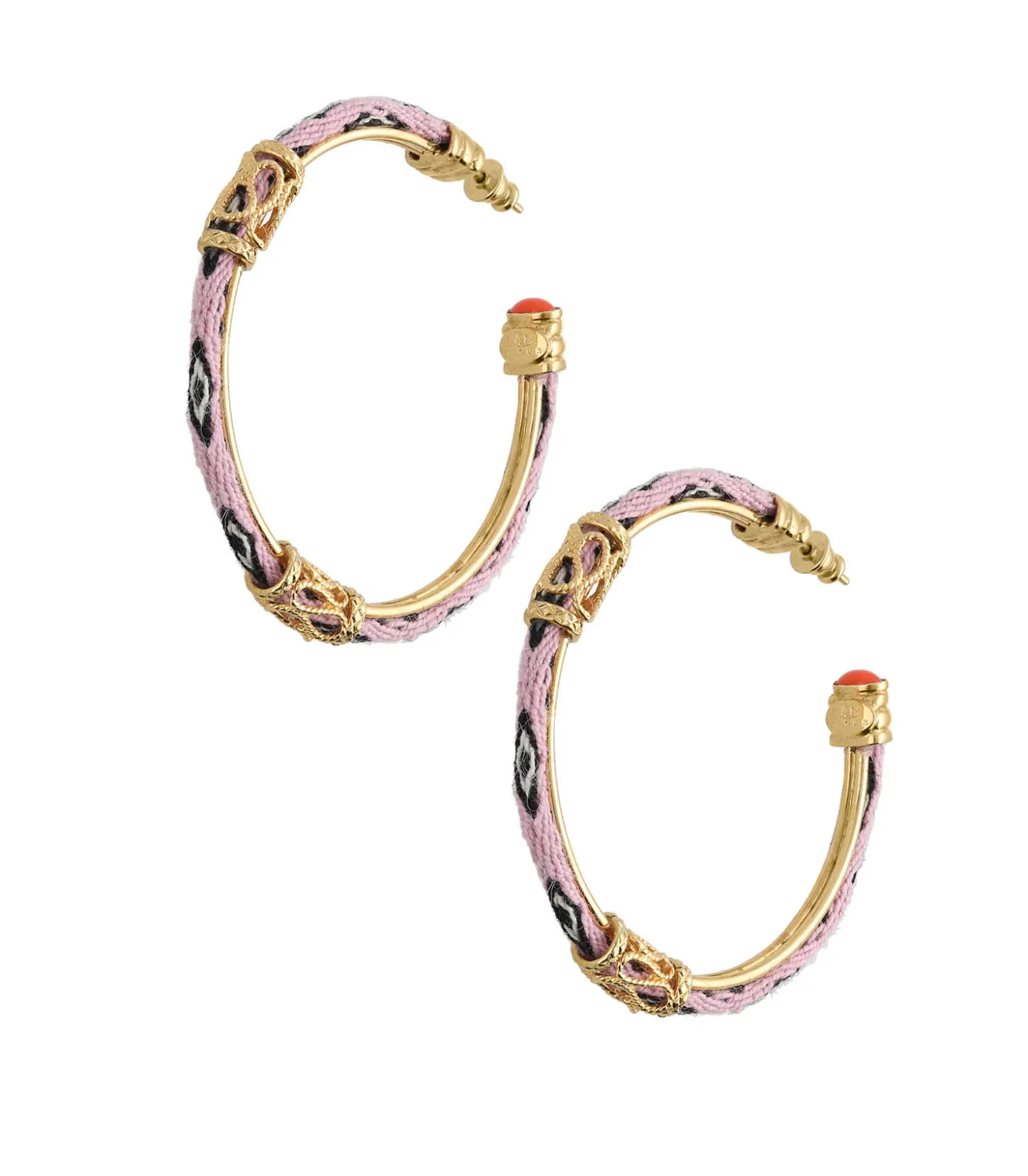 Boucles d'oreilles créoles Lima Cabochon Doré Rose-Gas Bijoux Hot