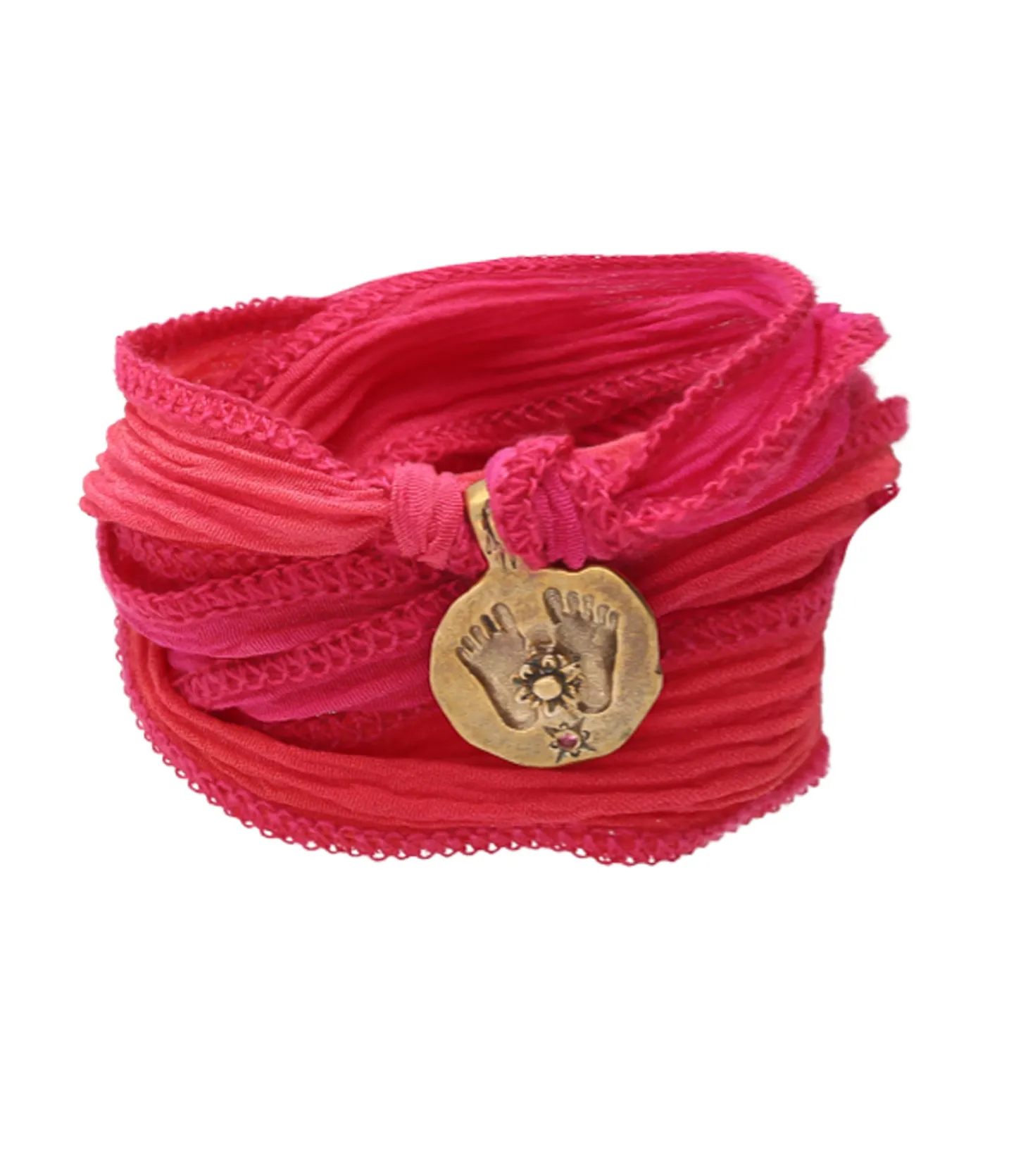 Bracelet en soie à nouer et charm Buddha Feet en bronze-Catherine Michiels Flash Sale