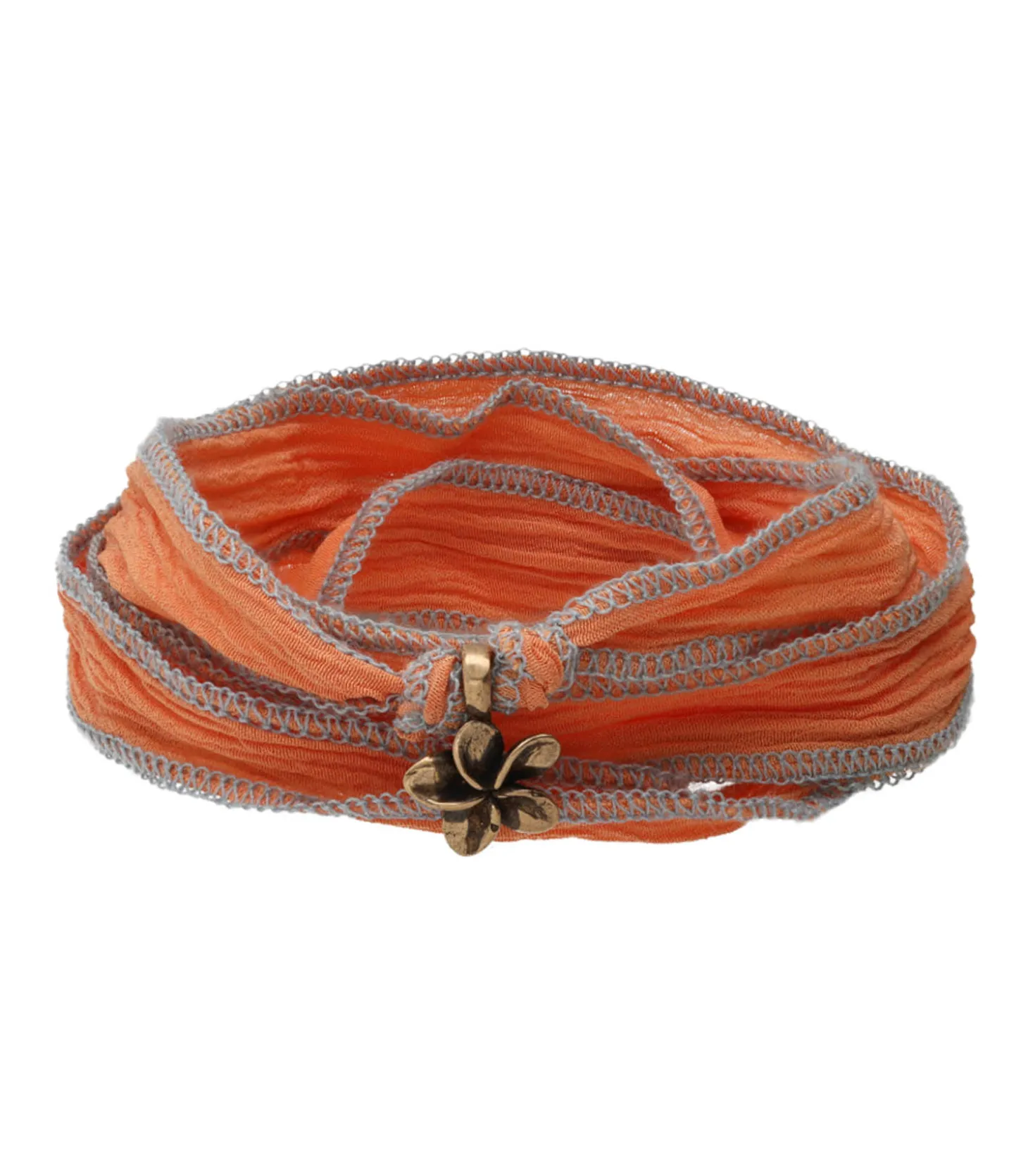 Bracelet en soie à nouer et charm Frangipani Flower en bronze-Catherine Michiels Flash Sale