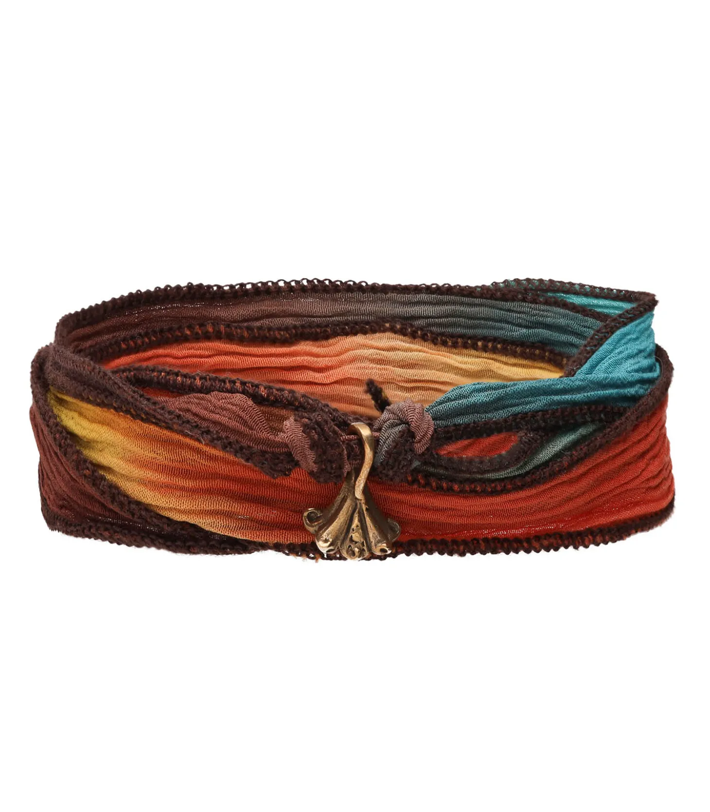 Bracelet en soie à nouer et charm Le Lily de Paris en bronze-Catherine Michiels Online