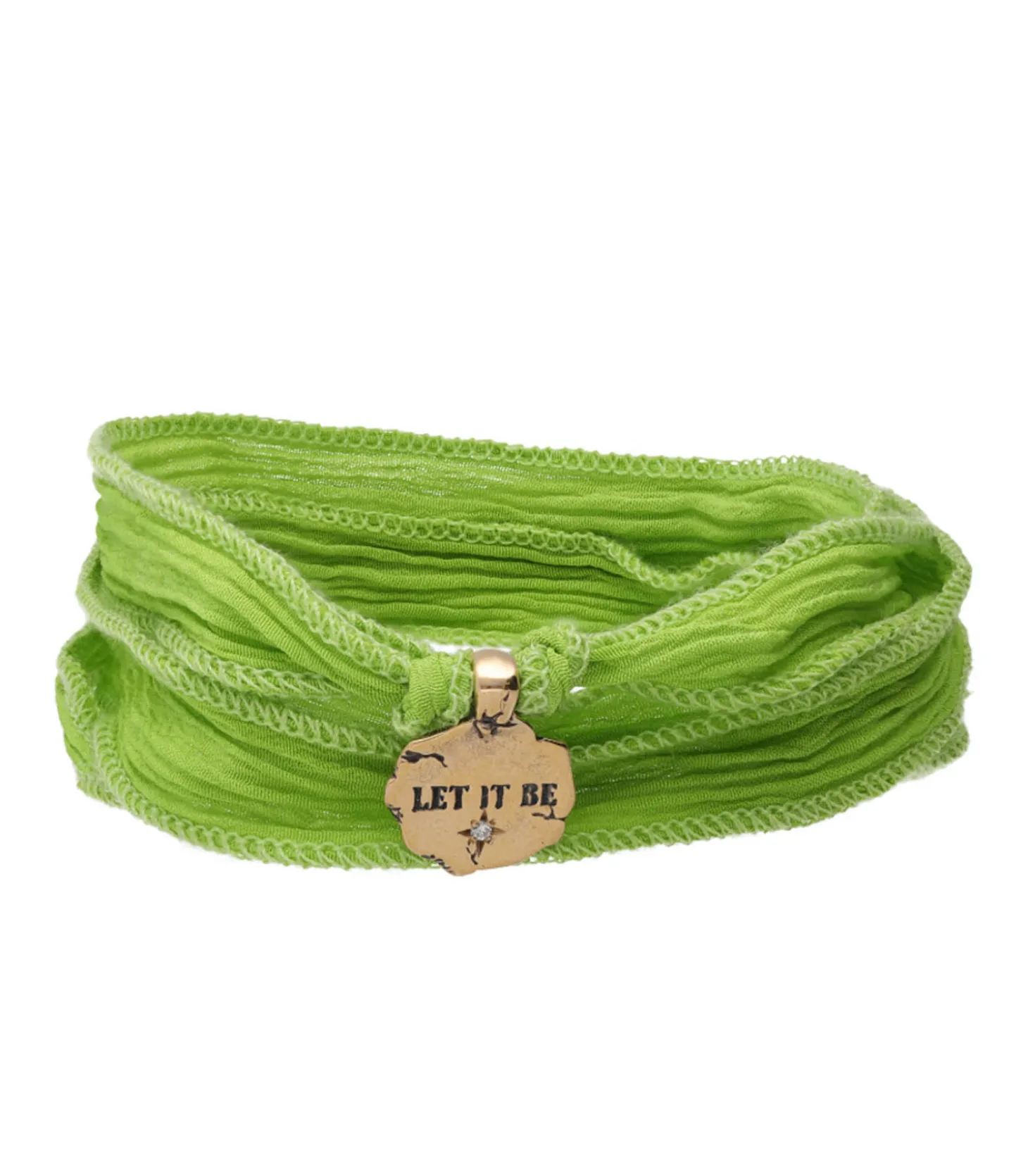 Bracelet en soie à nouer et charm Let It Be en bronze et diamant-Catherine Michiels New