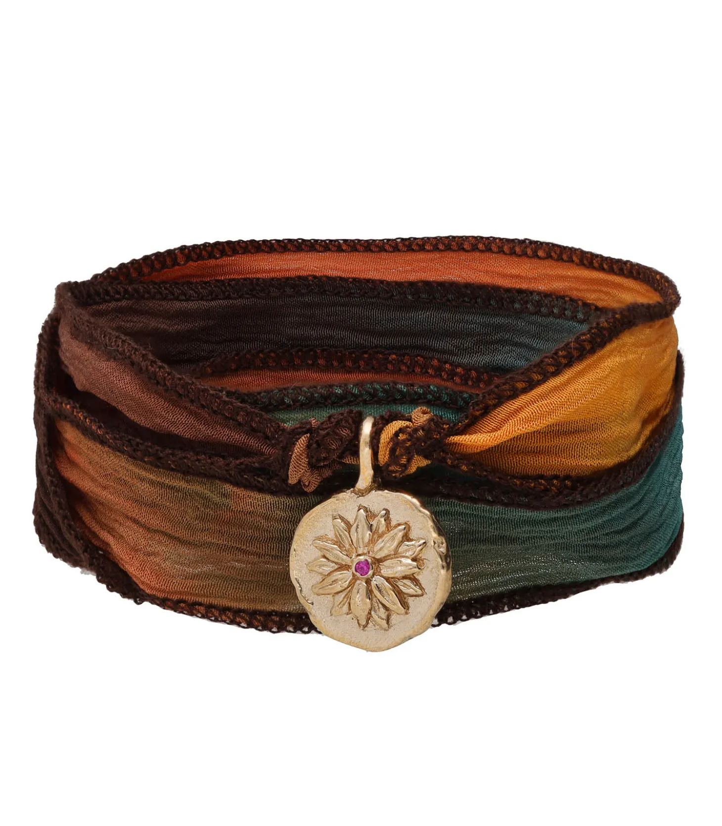 Bracelet en soie et Charm Peace & Health en bronze-Catherine Michiels Discount