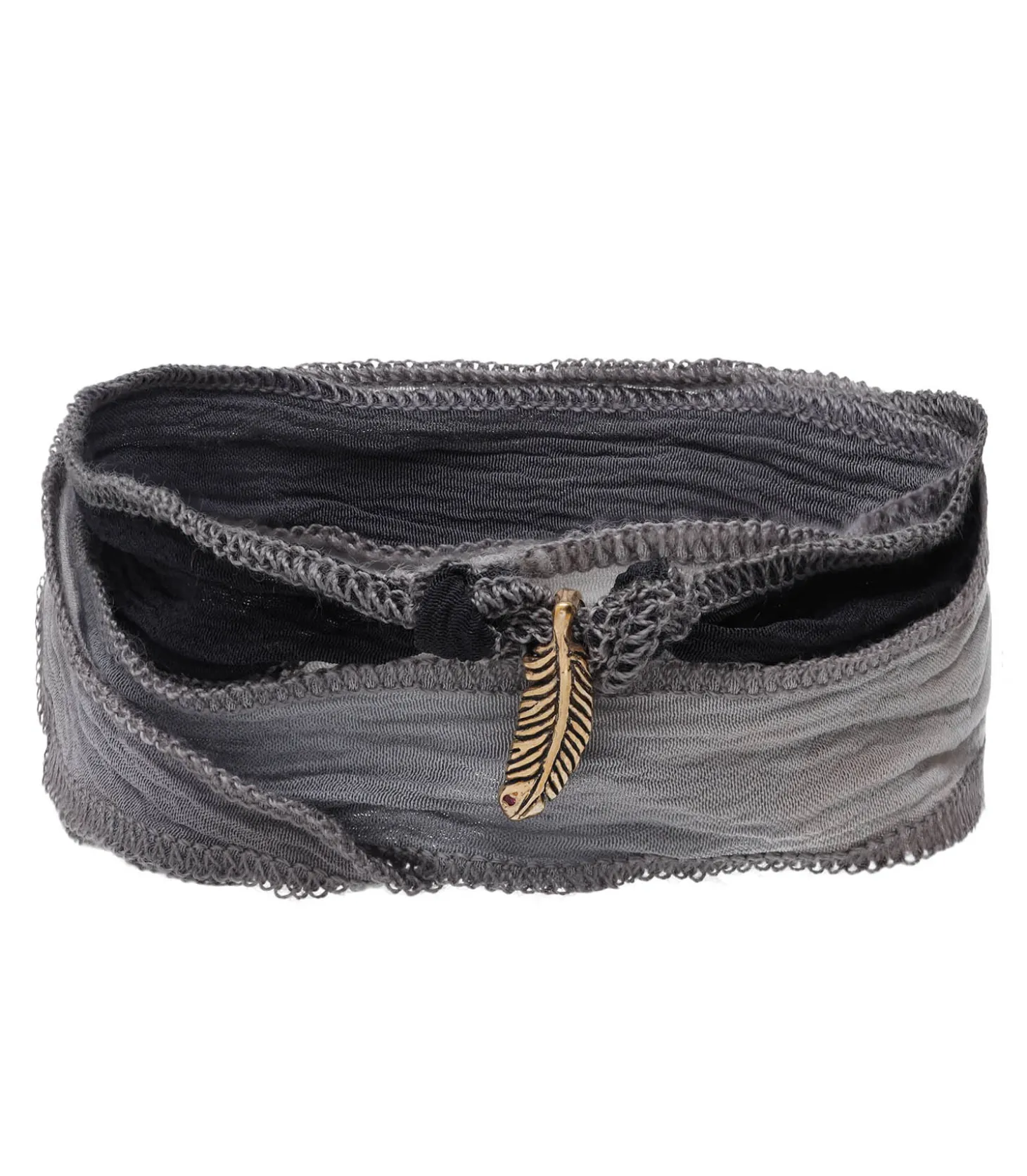 Bracelet en soie et Charm Petite Feather en Bronze-Catherine Michiels Hot