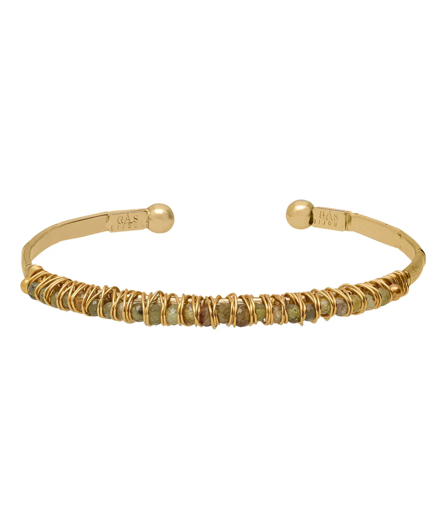 Bracelet Lyre jonc grand modèle doré Vert d'Eau-Gas Bijoux Online