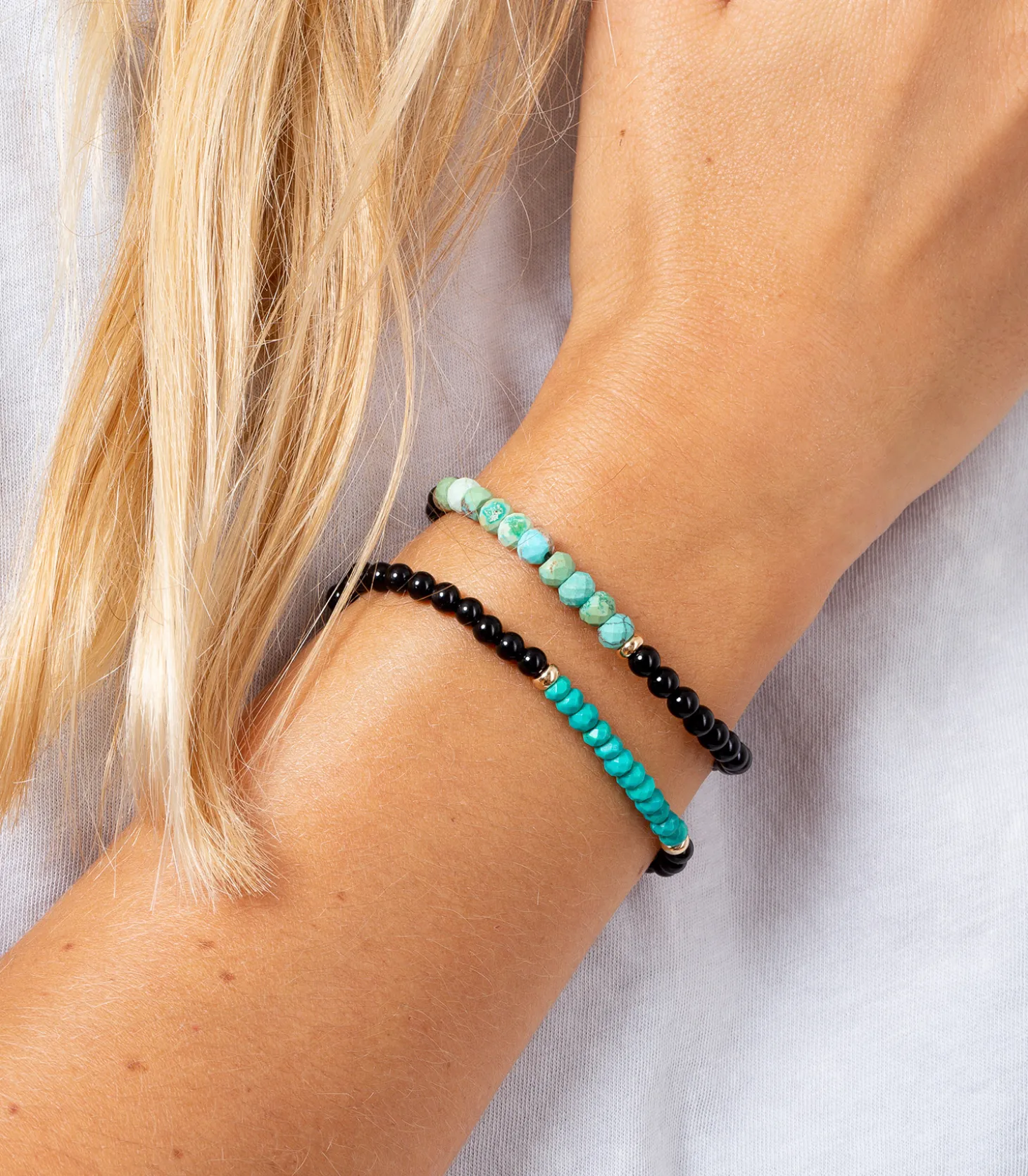 Bracelet perles onyx et turquoise-Nathalie Guinochet Fashion