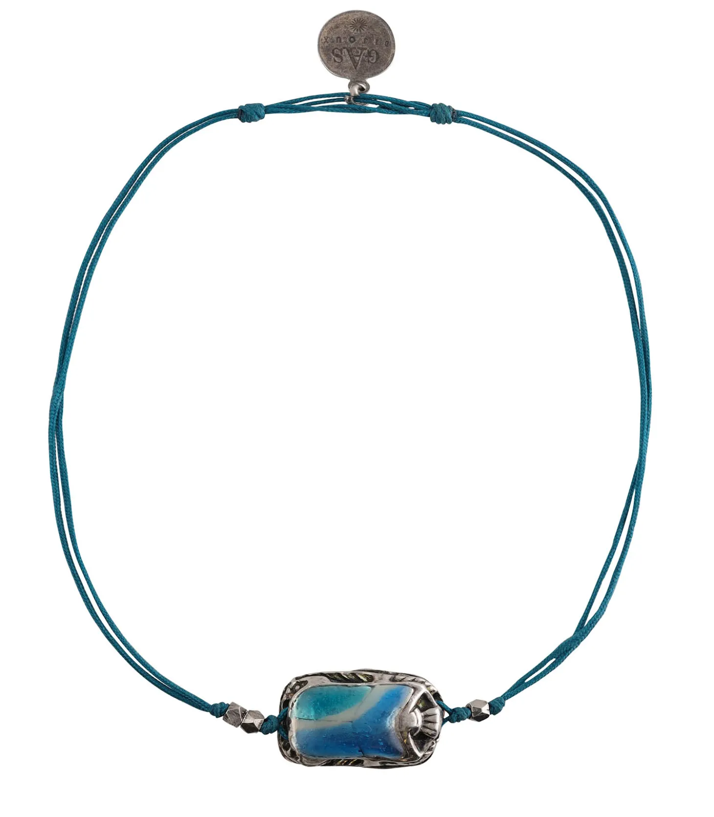Bracelet Scaramouche Email Argenté Lien Bleu-Gas Bijoux Clearance