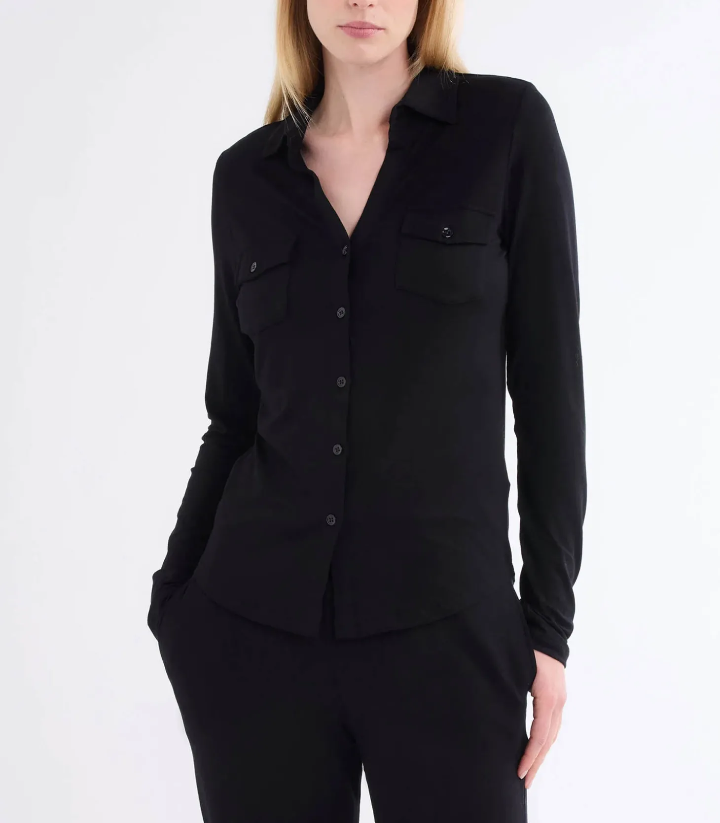 Chemise Anna Manches Longues Noir-Majestic Filatures Cheap