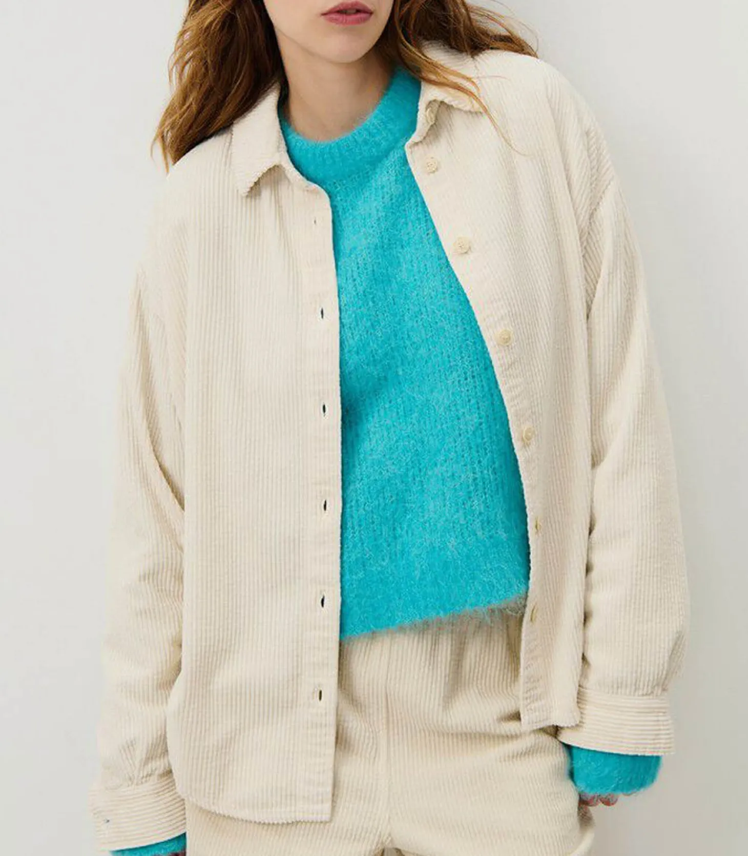 Chemise en Velours Côtelé Padow Ecru Vintage-American Vintage Flash Sale