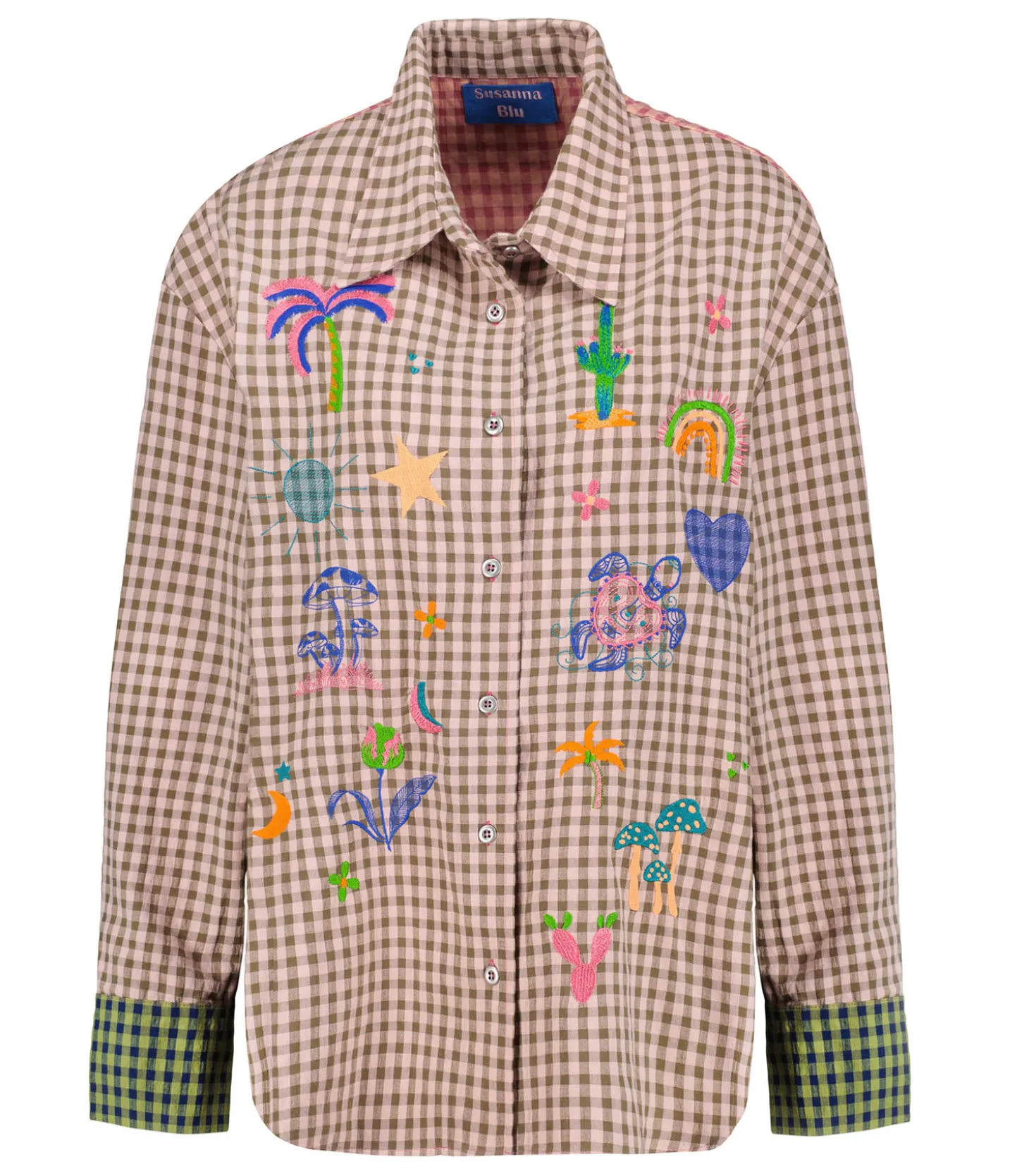Chemise Ibisco Rayures Vert et Rose-Susanna Blu Outlet