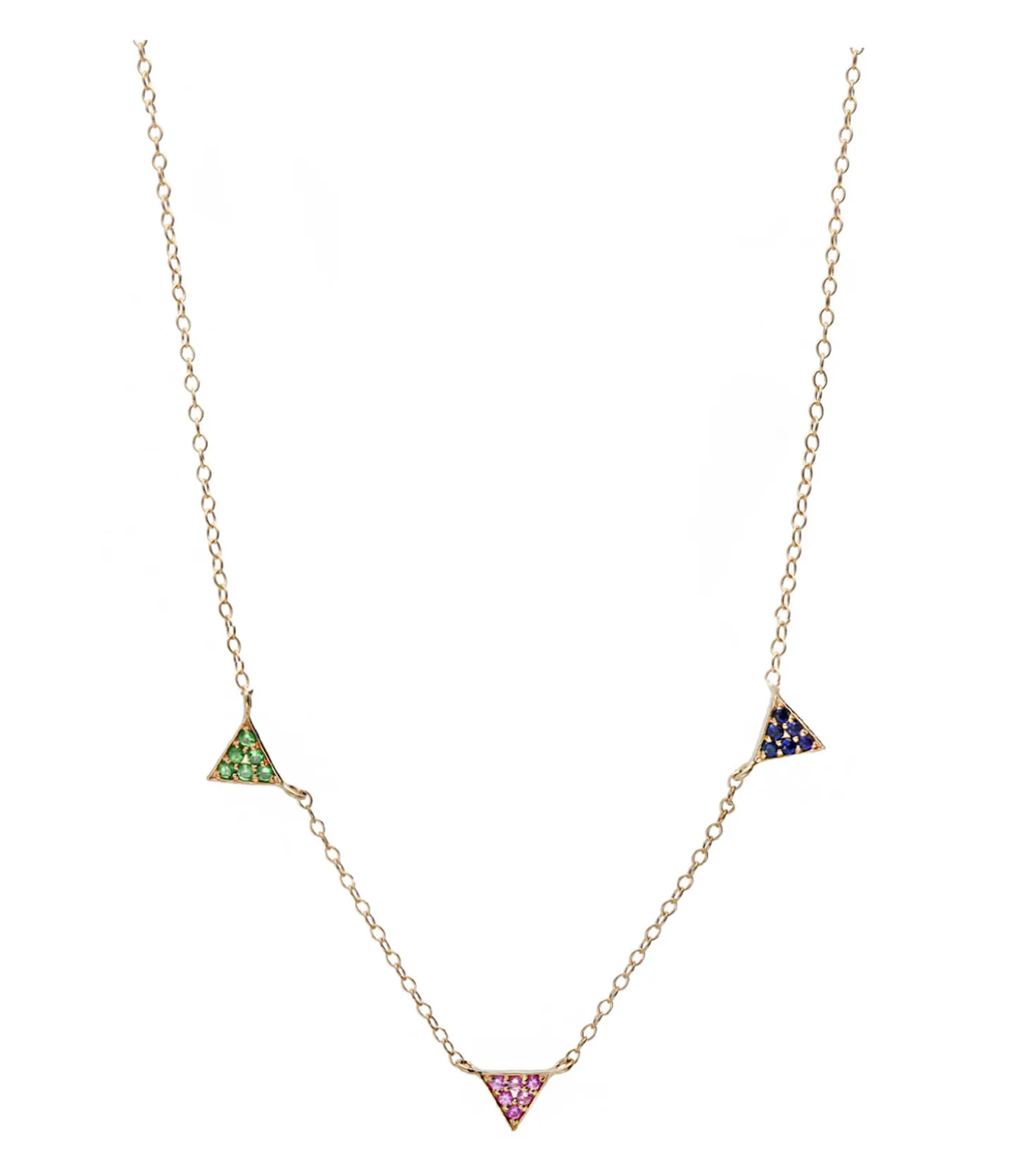 Collier Choker Triangles Saphir rose, Saphir bleu et Tsavorite-And... Paris Store
