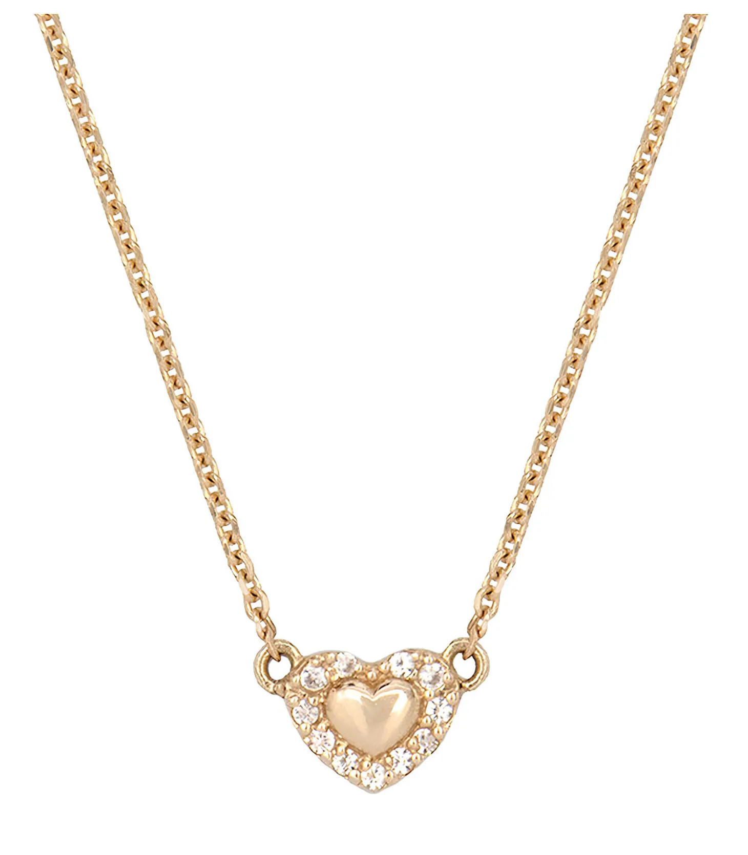 Collier en or Coeur contour Saphirs Blancs 42 cm-Feidt Paris Online