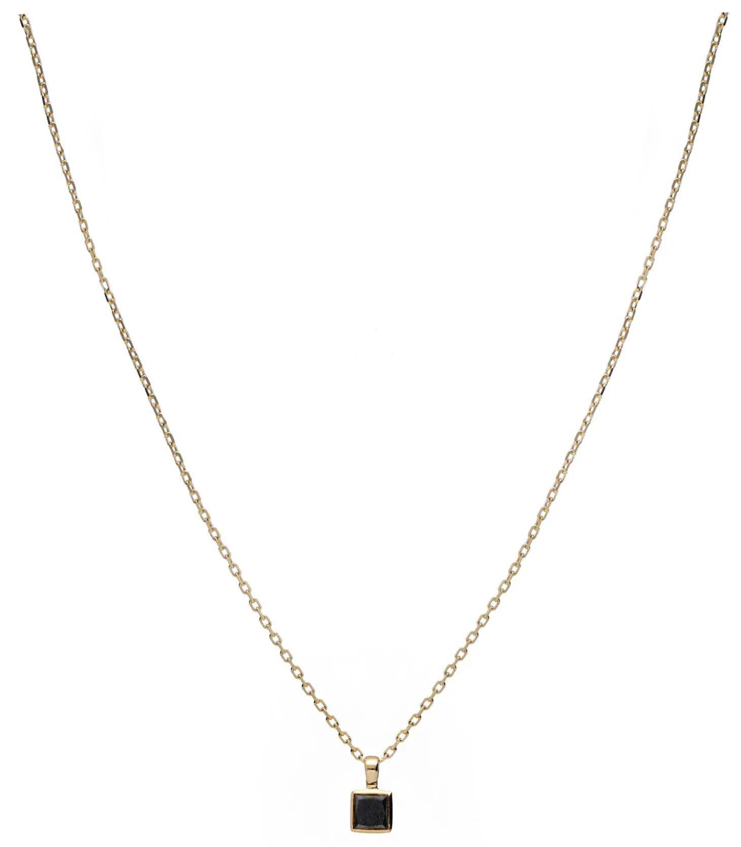 Collier forçat limé avec diamant noir princesse carré en Or Jaune-And... Paris Online