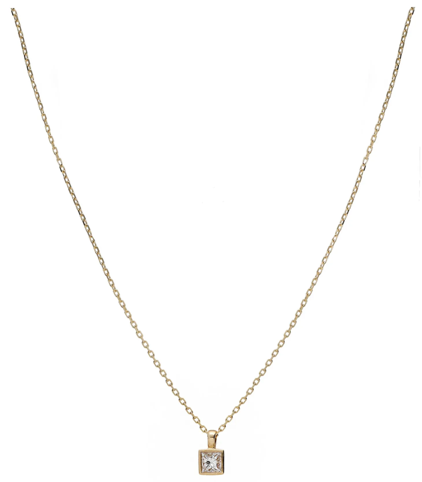 Collier forçat limé avec diamant princesse carré en Or Jaune-And... Paris Best