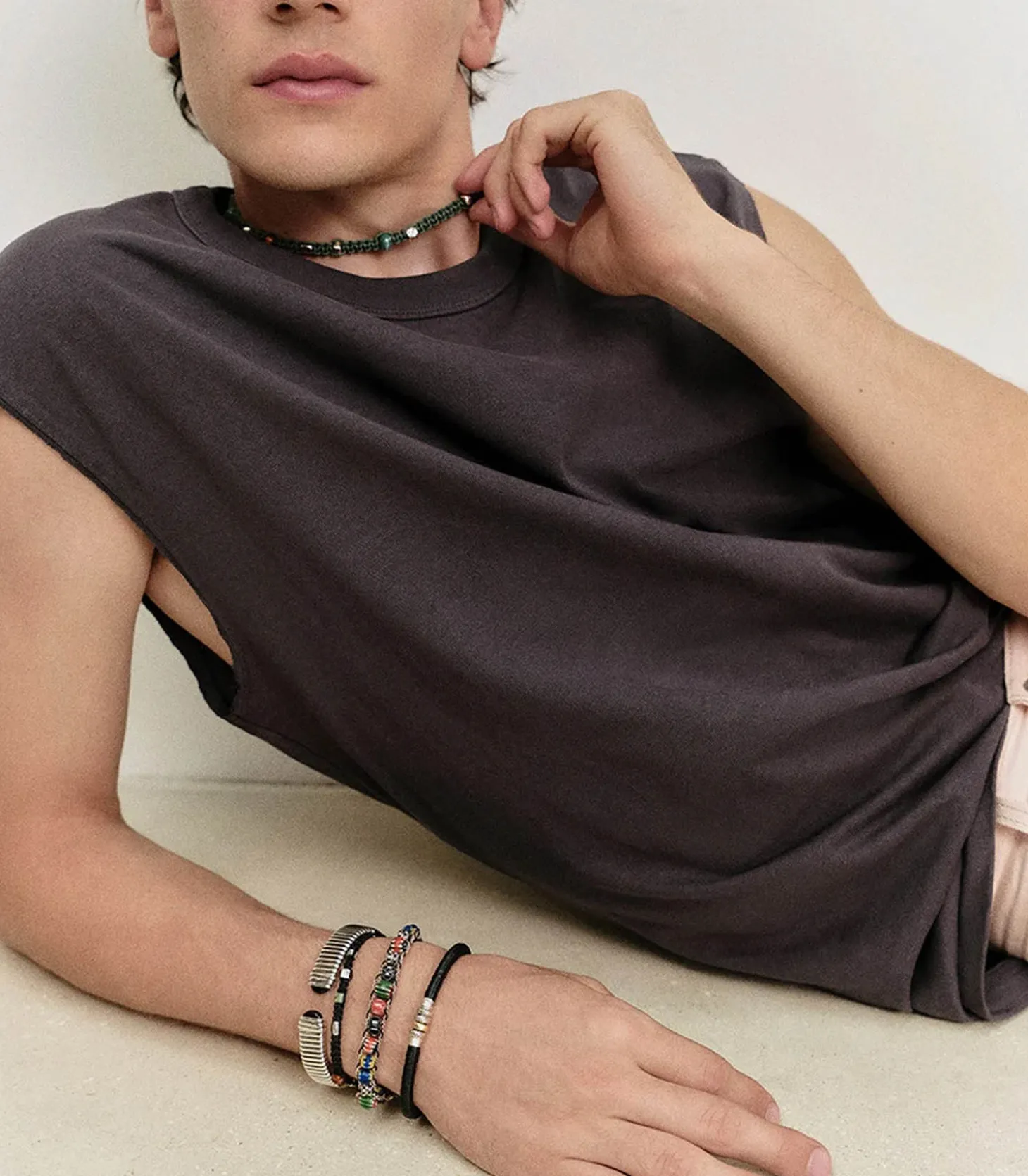 Collier homme Ewen argenté Vert-Gas Bijoux Cheap