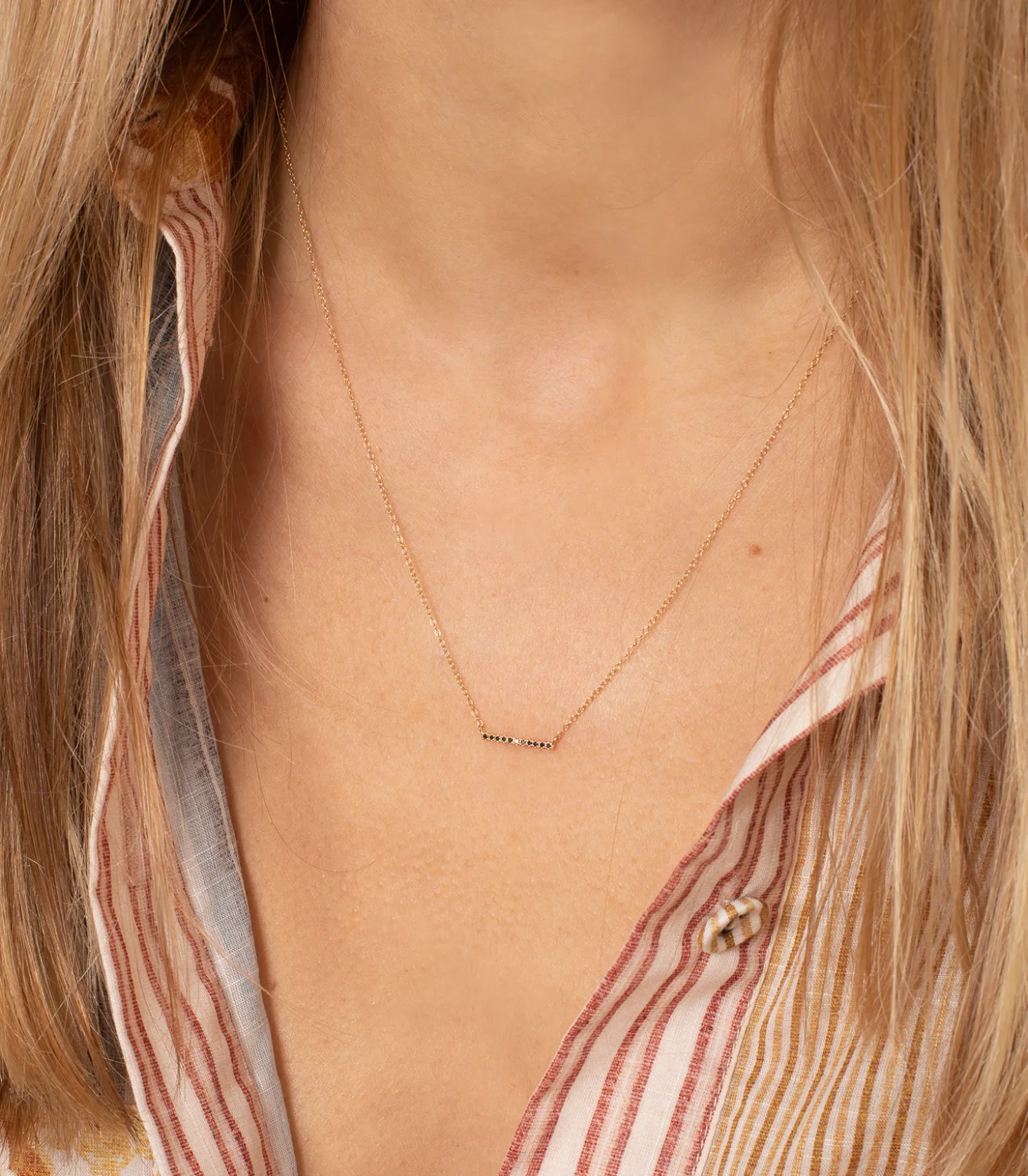 Collier Mini Barre Diamants noirs-And... Paris Cheap