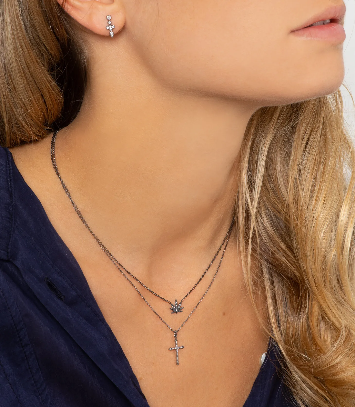 Collier Mini Feuille des Merveilles or noir et diamants-Stone Paris Cheap