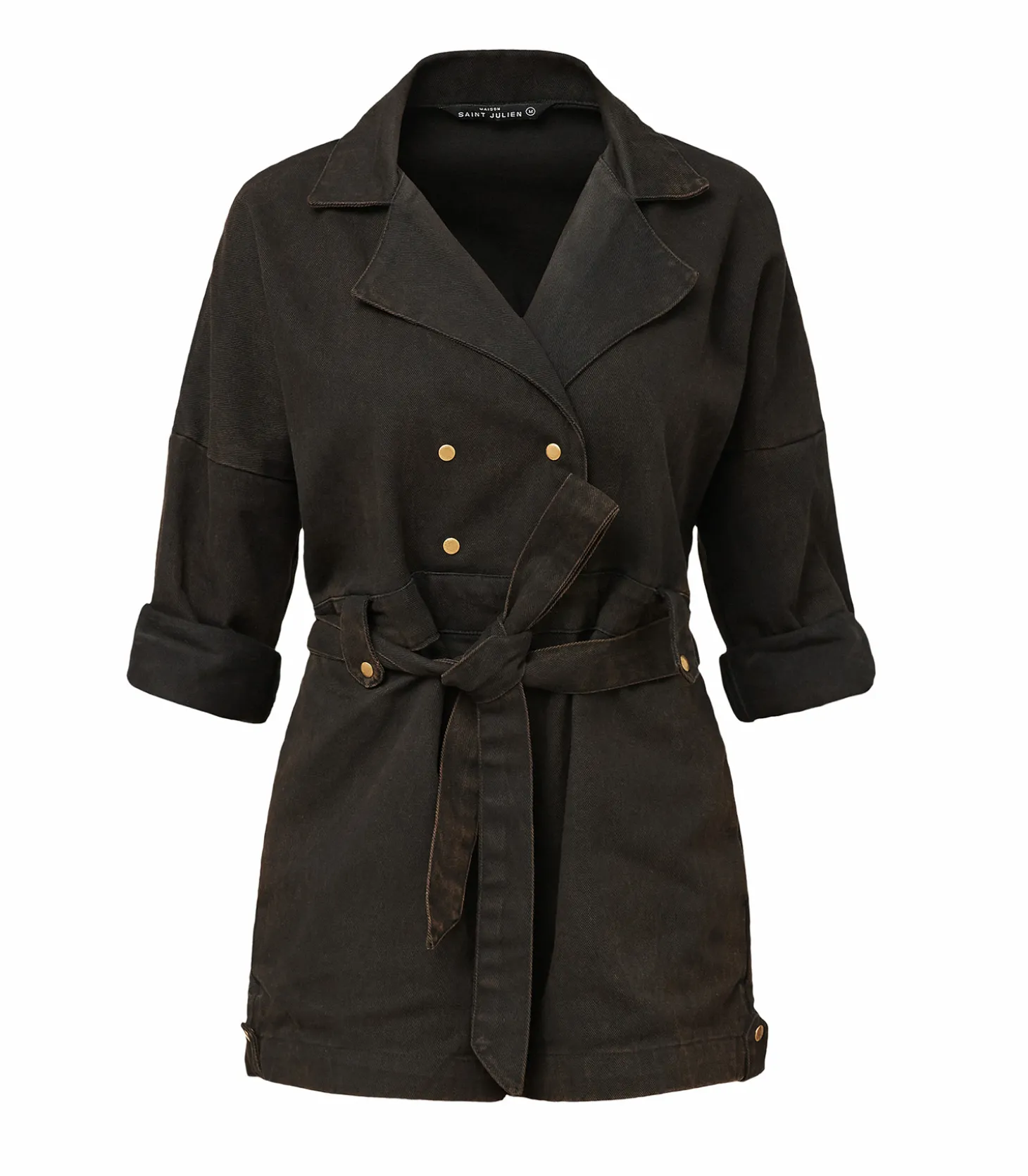 Combishort Trench Coat Noire-Maison Saint Julien Best Sale