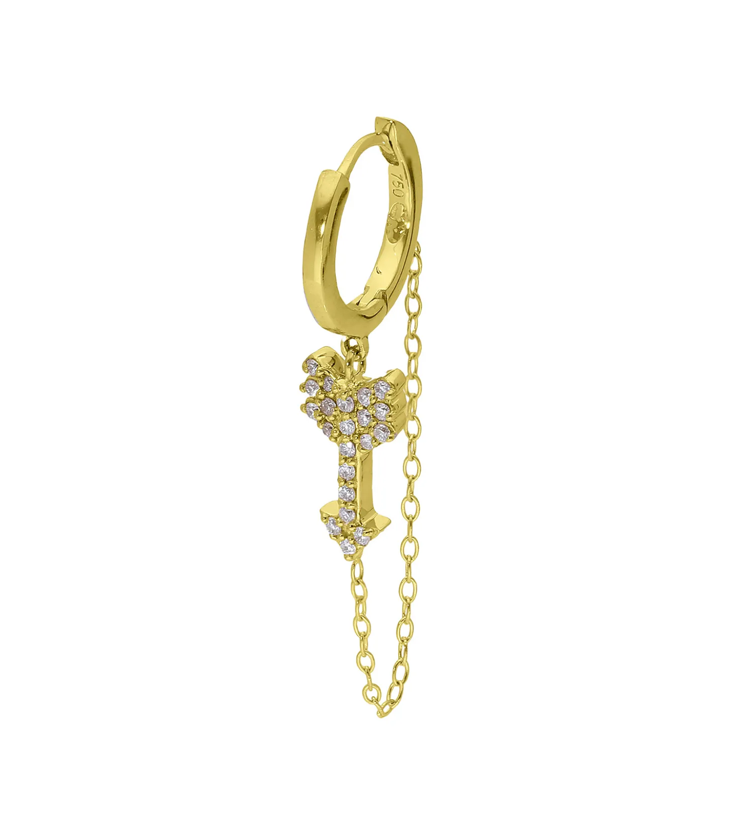 Créole chaîne flèche, or jaune et diamants-And... Paris Fashion